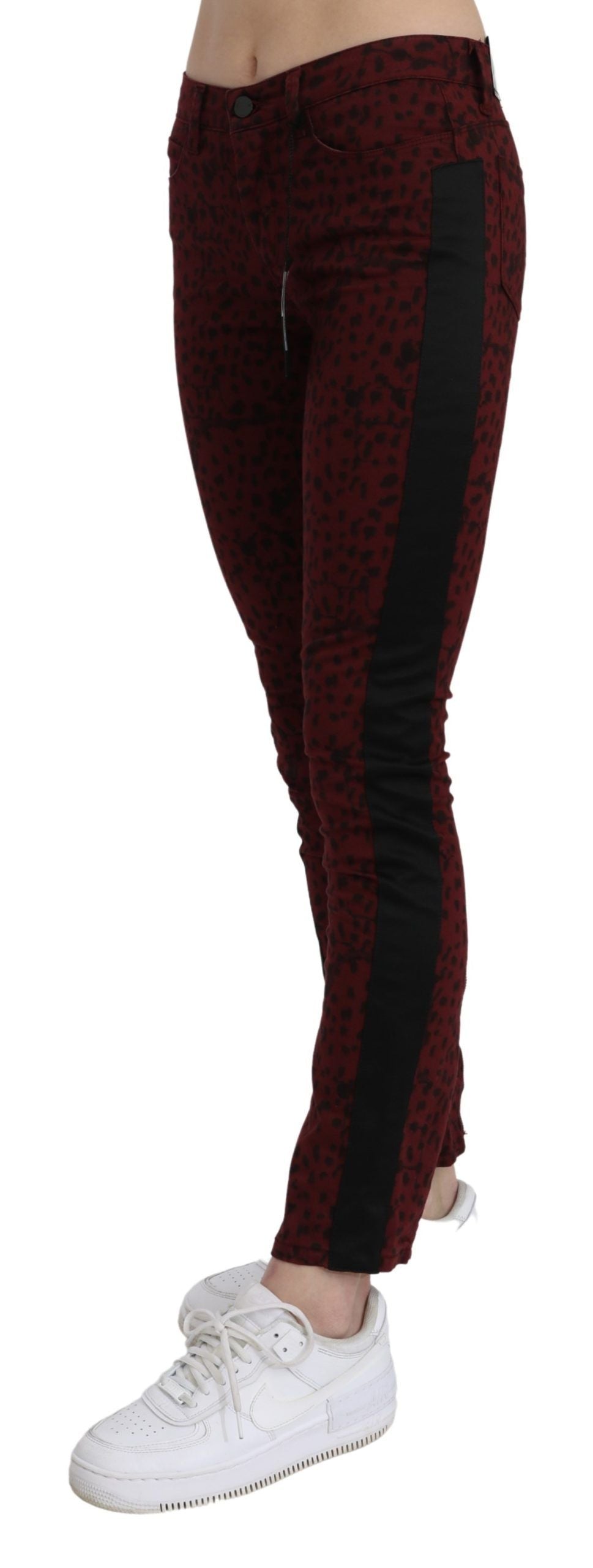 Costume National Dark Red Mid Waist Slim Fit Cotton Jeans Costume National