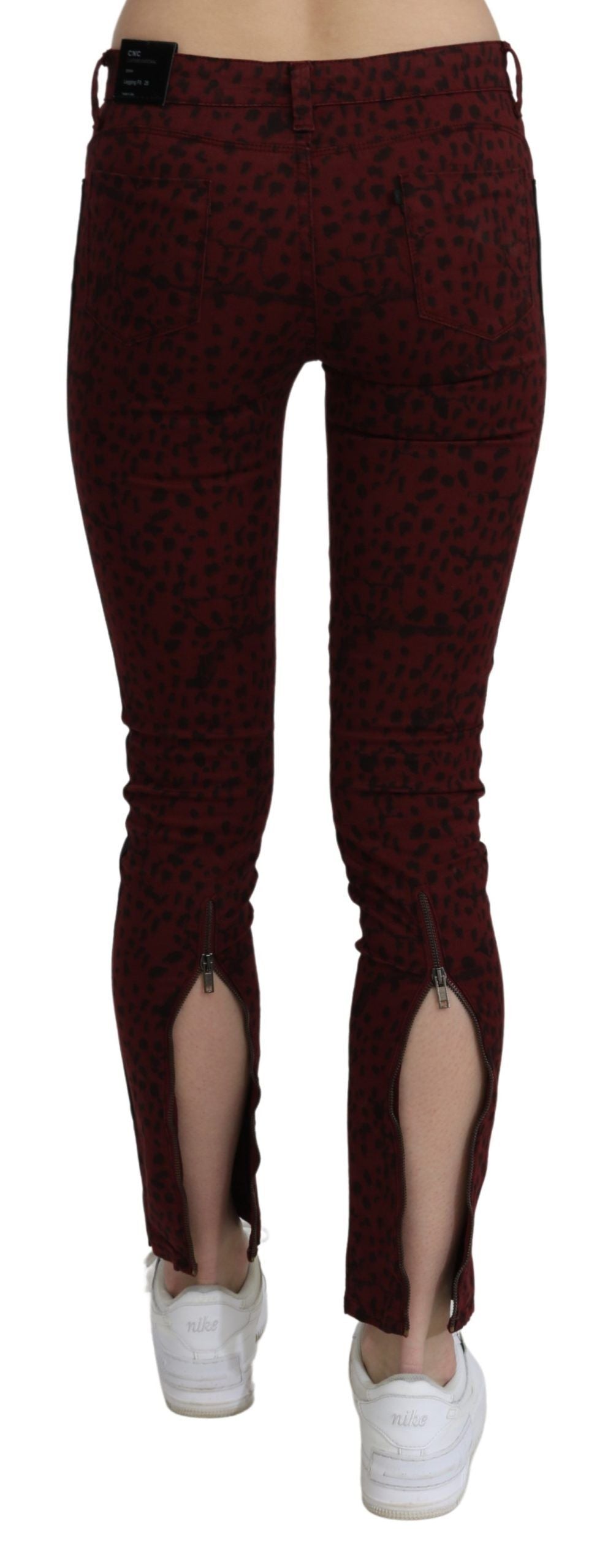 Costume National Dark Red Mid Waist Slim Fit Cotton Jeans Costume National