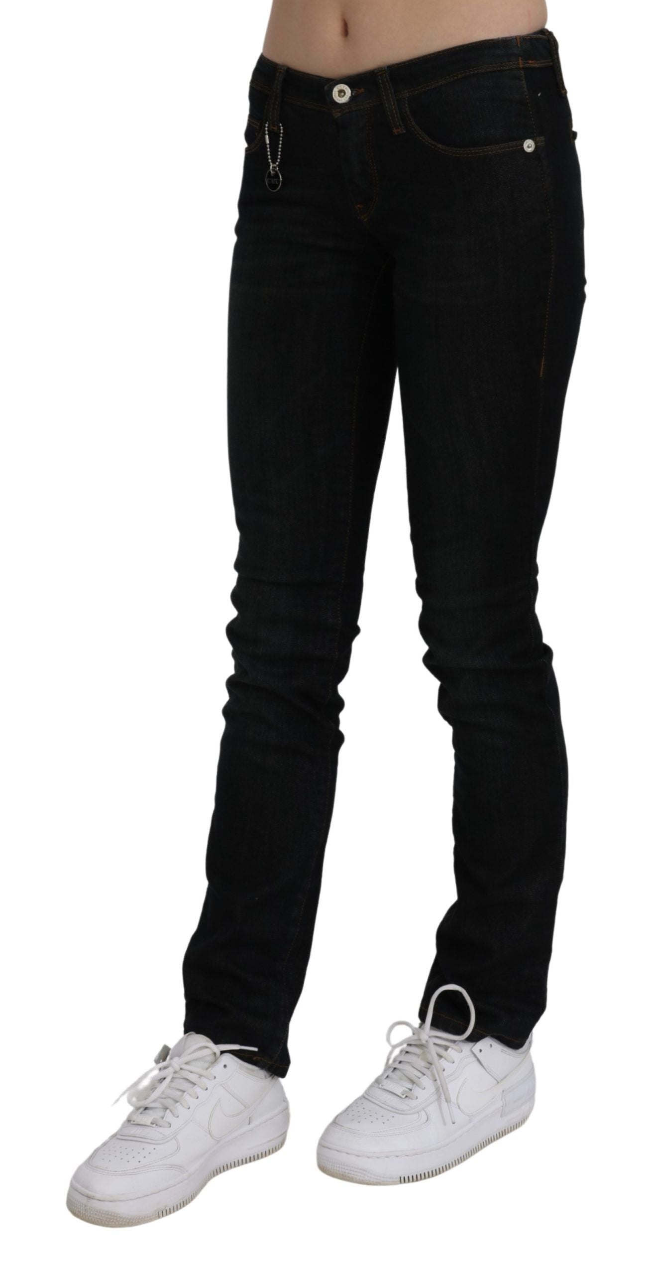 Costume National Black Mid Waist Skinny Denim Cotton Jeans Costume National