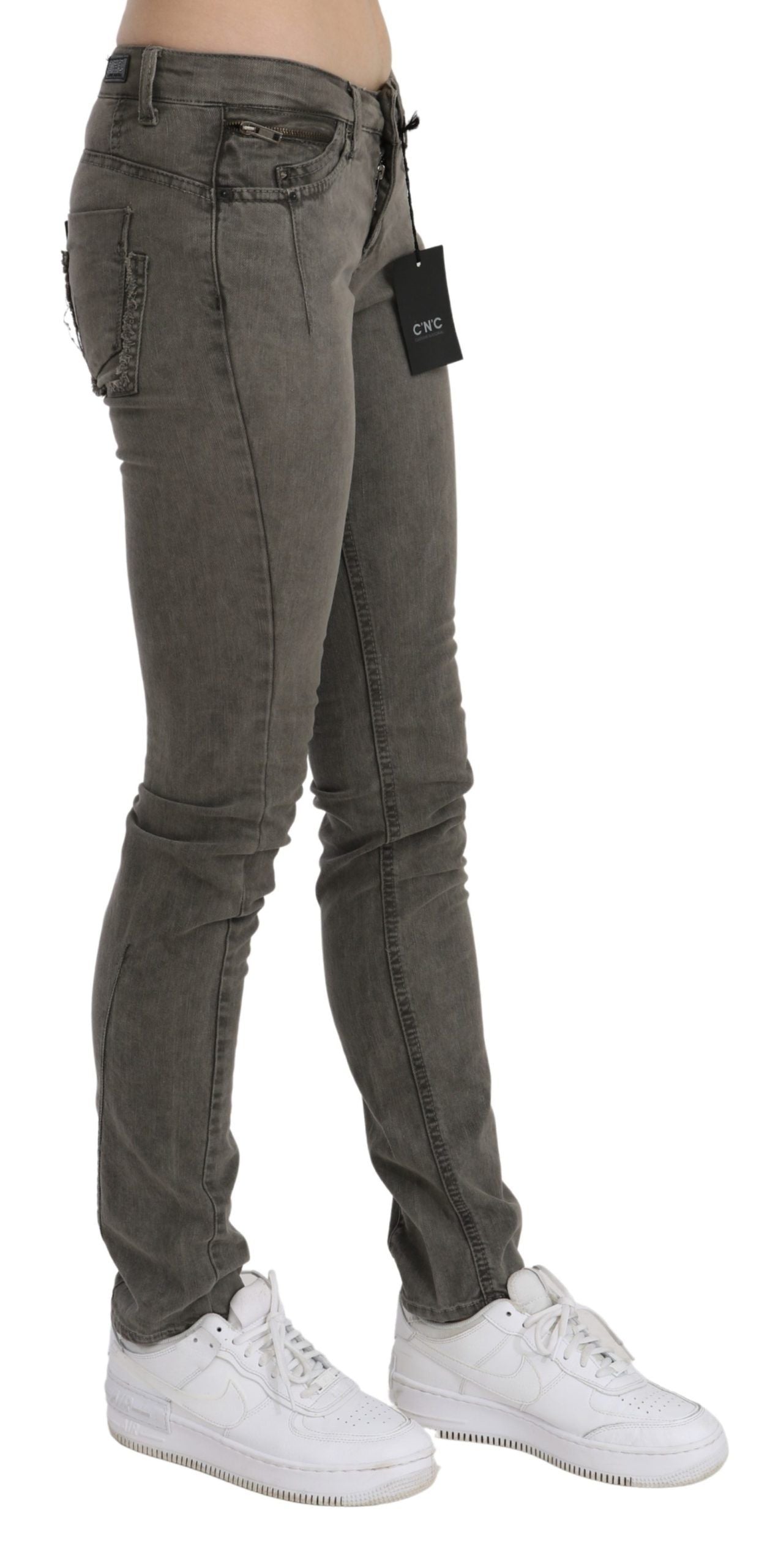 Costume National Gray Low Waist Skinny Denim Cotton Jeans Costume National