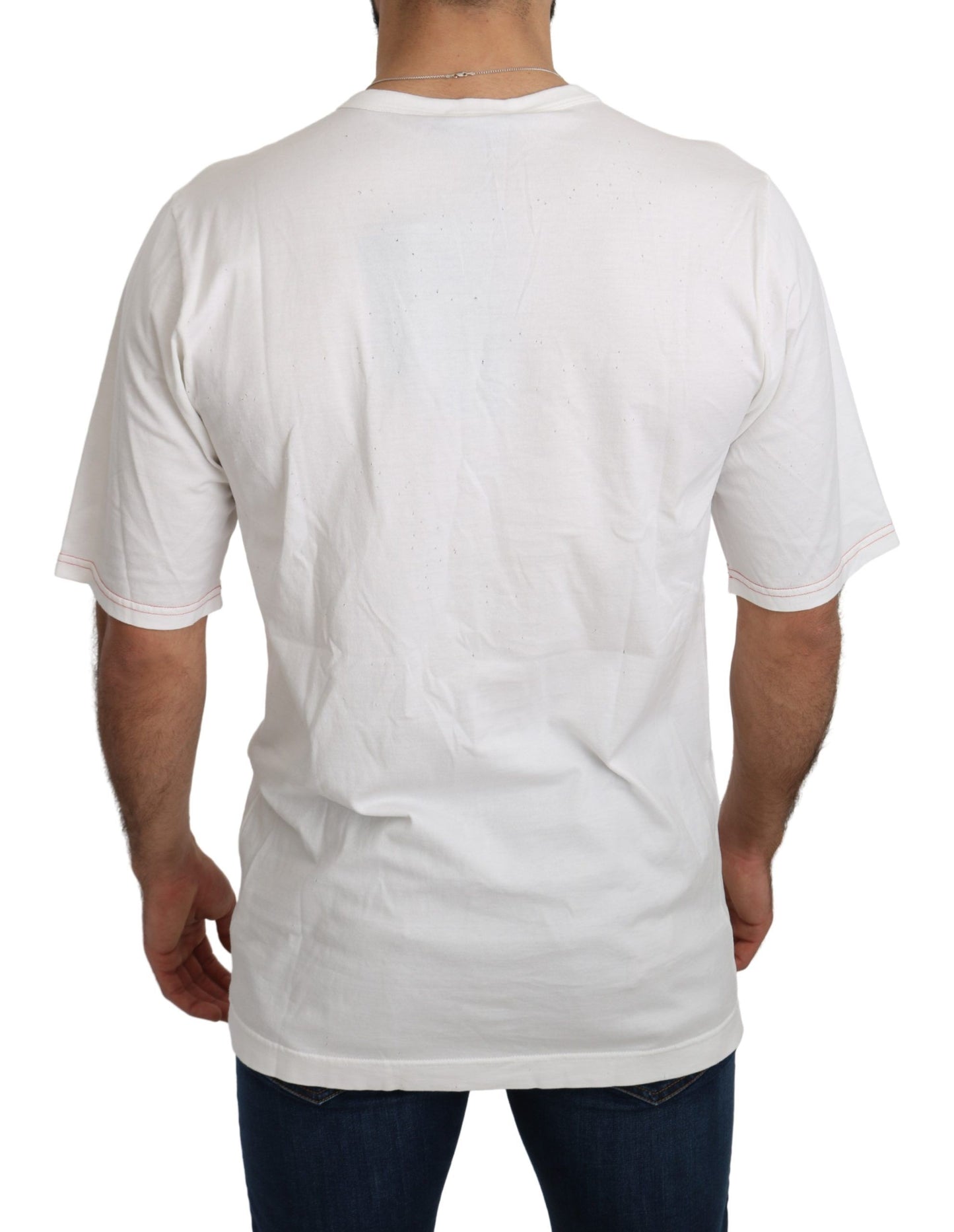 Dolce & Gabbana White Leopard Royal Top T-shirt Dolce & Gabbana