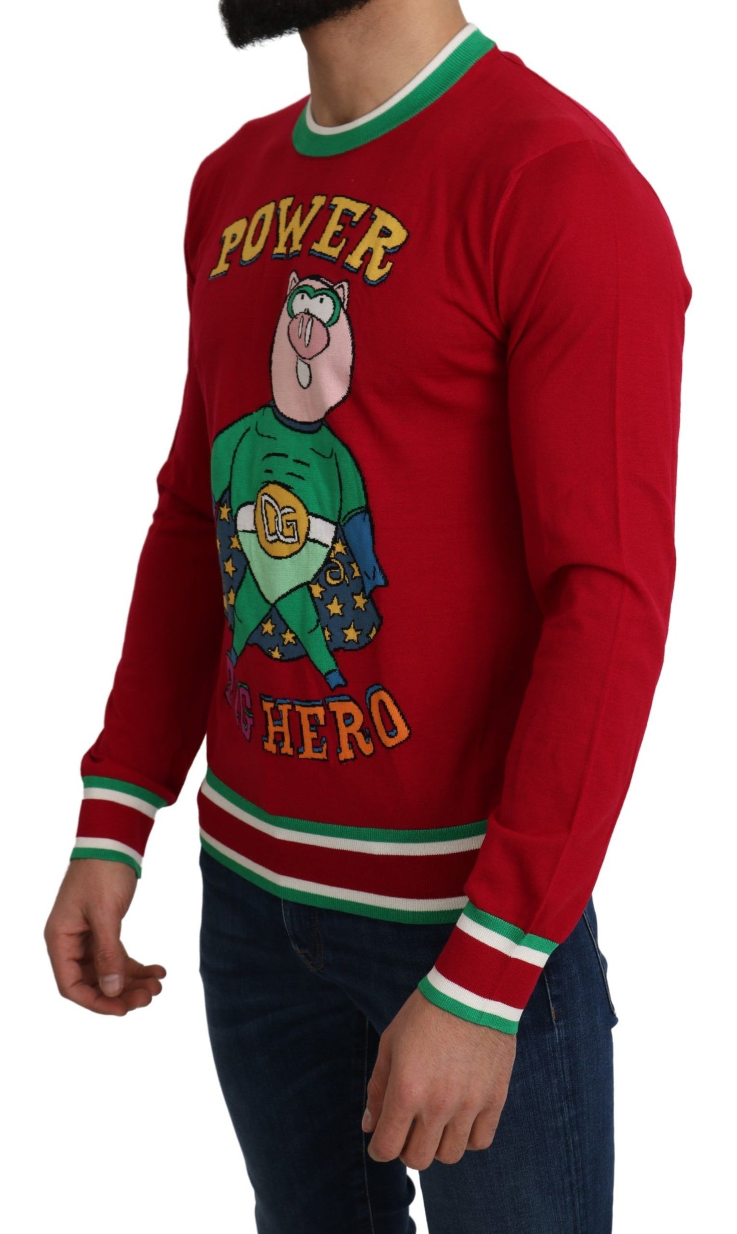 Dolce & Gabbana Red Wool Silk Pig of the Year Sweater Dolce & Gabbana
