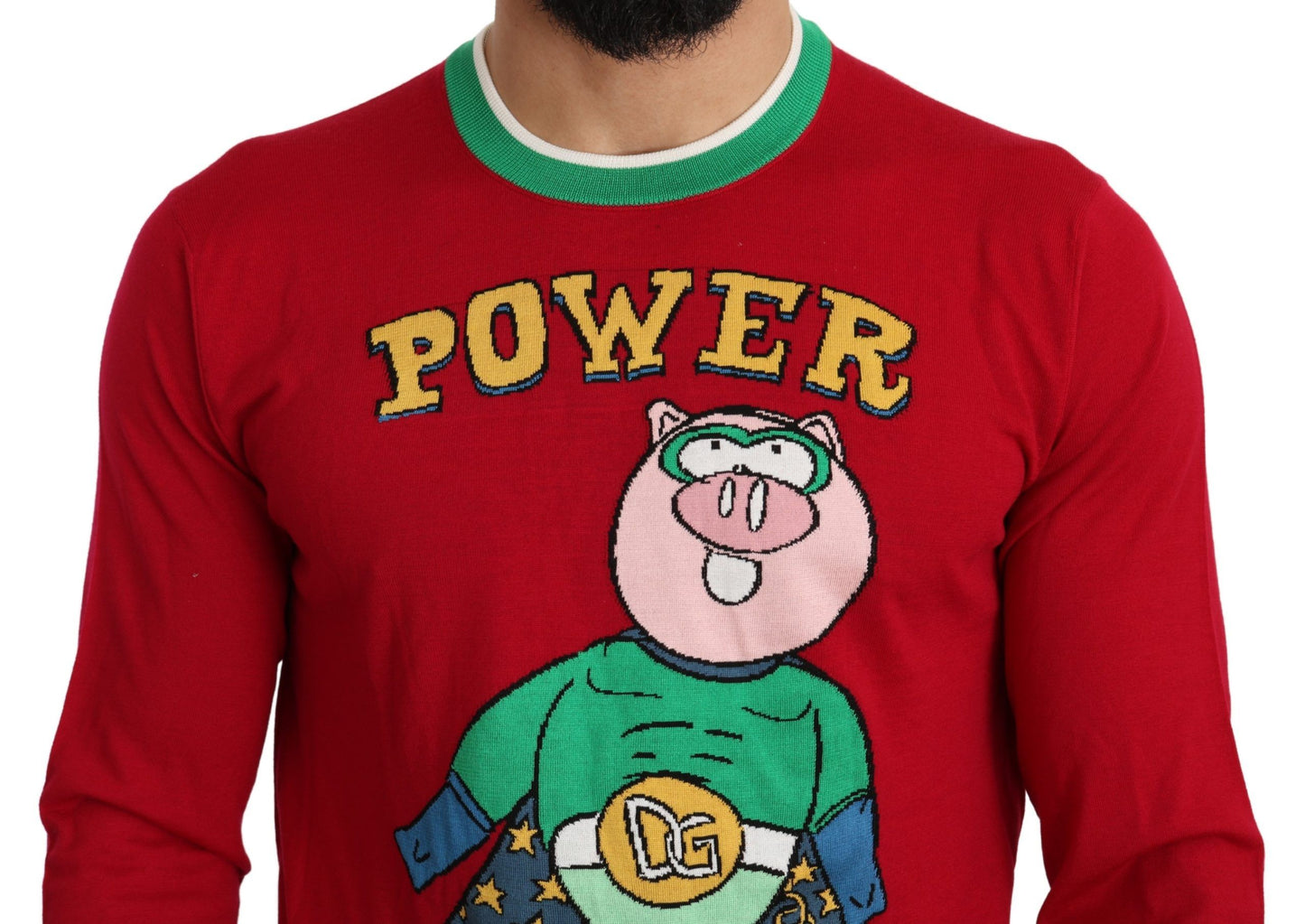 Dolce & Gabbana Red Wool Silk Pig of the Year Sweater Dolce & Gabbana