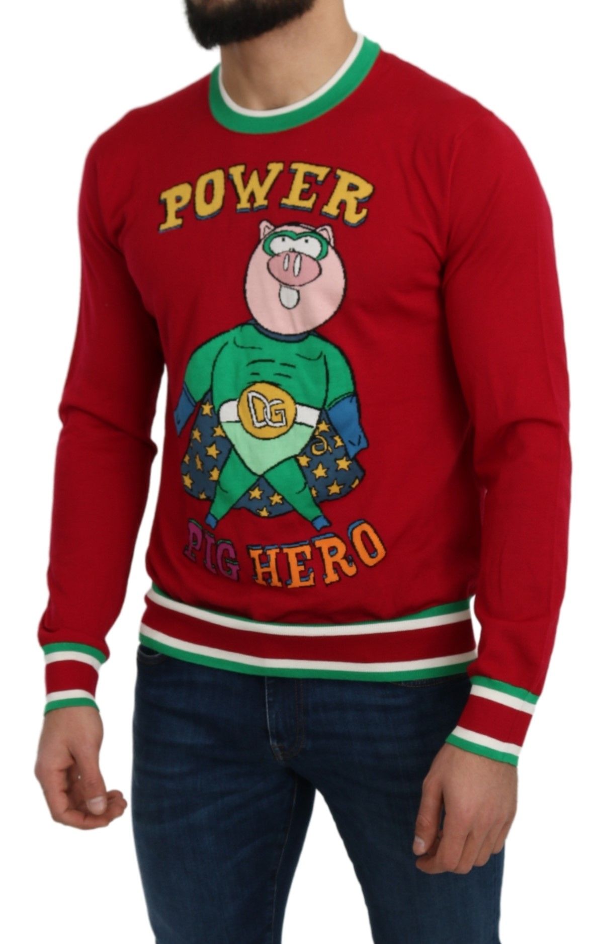 Dolce & Gabbana Red Wool Silk Pig of the Year Sweater Dolce & Gabbana