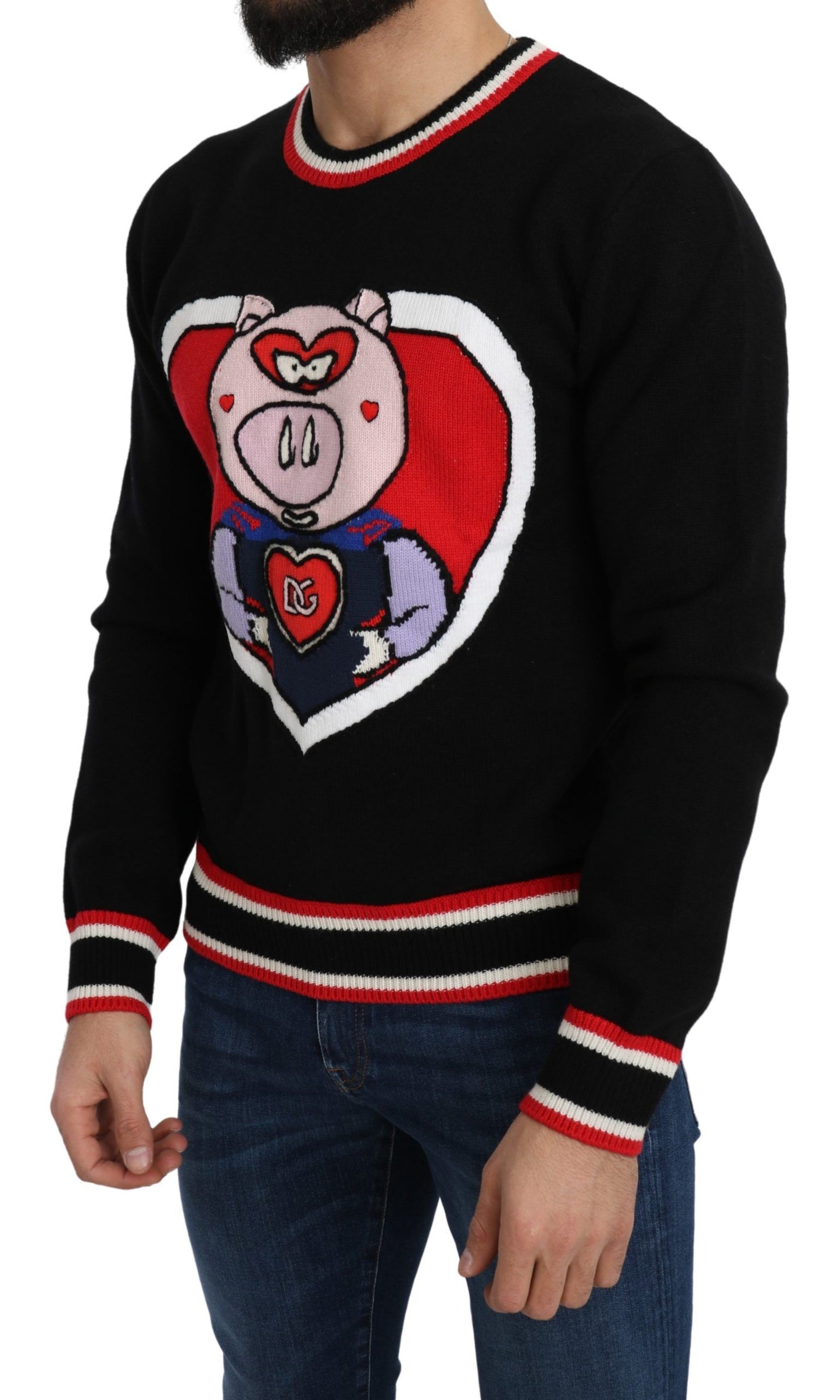Dolce & Gabbana Black Cashmere Pig of the Year Pullover Sweater Dolce & Gabbana