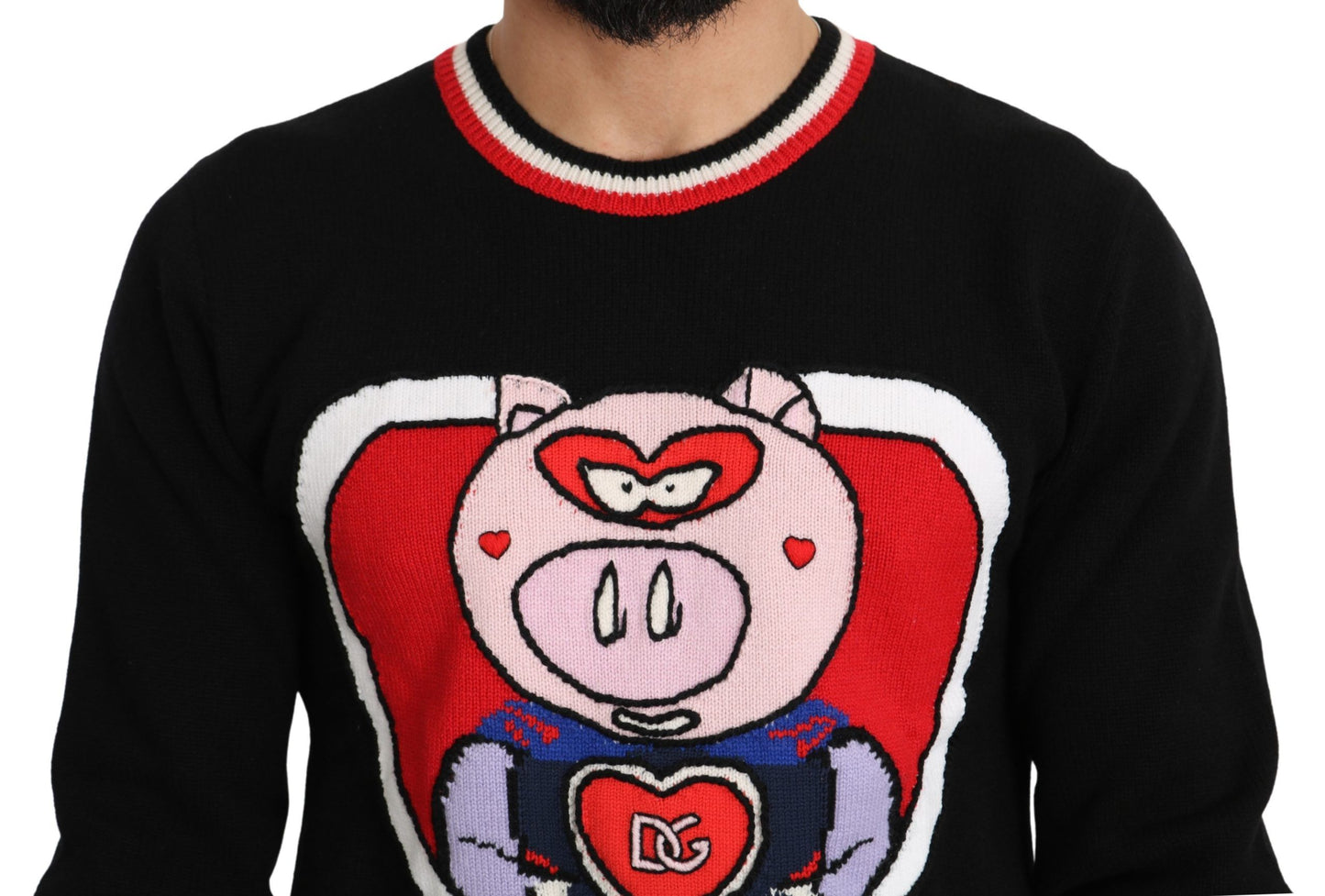 Dolce & Gabbana Black Cashmere Pig of the Year Pullover Sweater Dolce & Gabbana