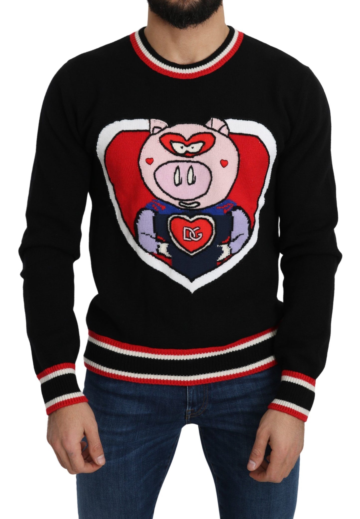 Dolce & Gabbana Black Cashmere Pig of the Year Pullover Sweater Dolce & Gabbana