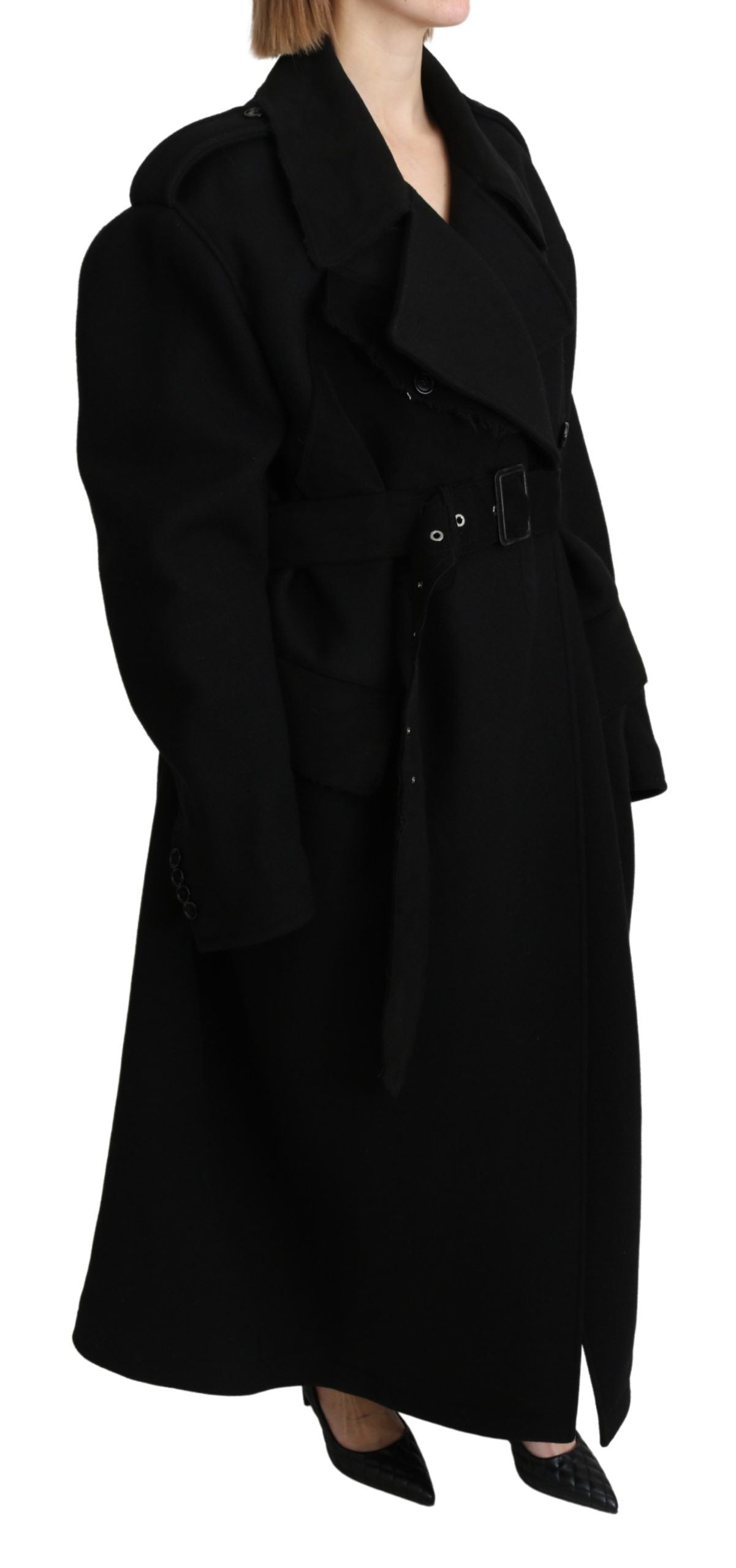 Dolce & Gabbana Virgin Wool Black Blazer Trenchcoat Jacket Dolce & Gabbana
