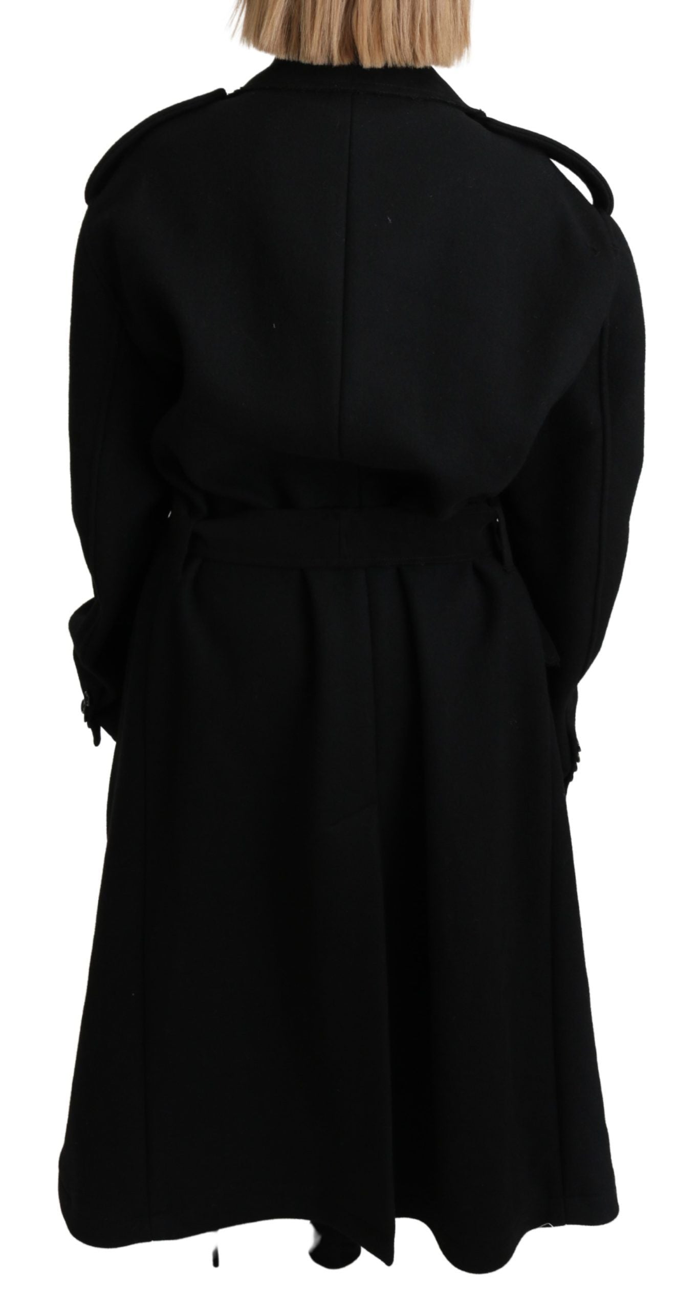 Dolce & Gabbana Virgin Wool Black Blazer Trenchcoat Jacket Dolce & Gabbana