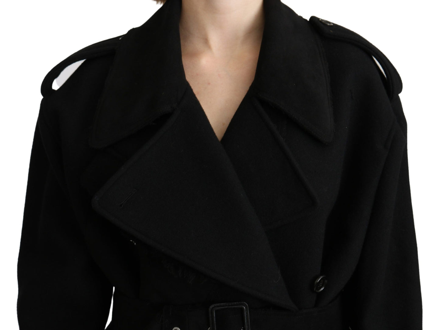 Dolce & Gabbana Virgin Wool Black Blazer Trenchcoat Jacket Dolce & Gabbana