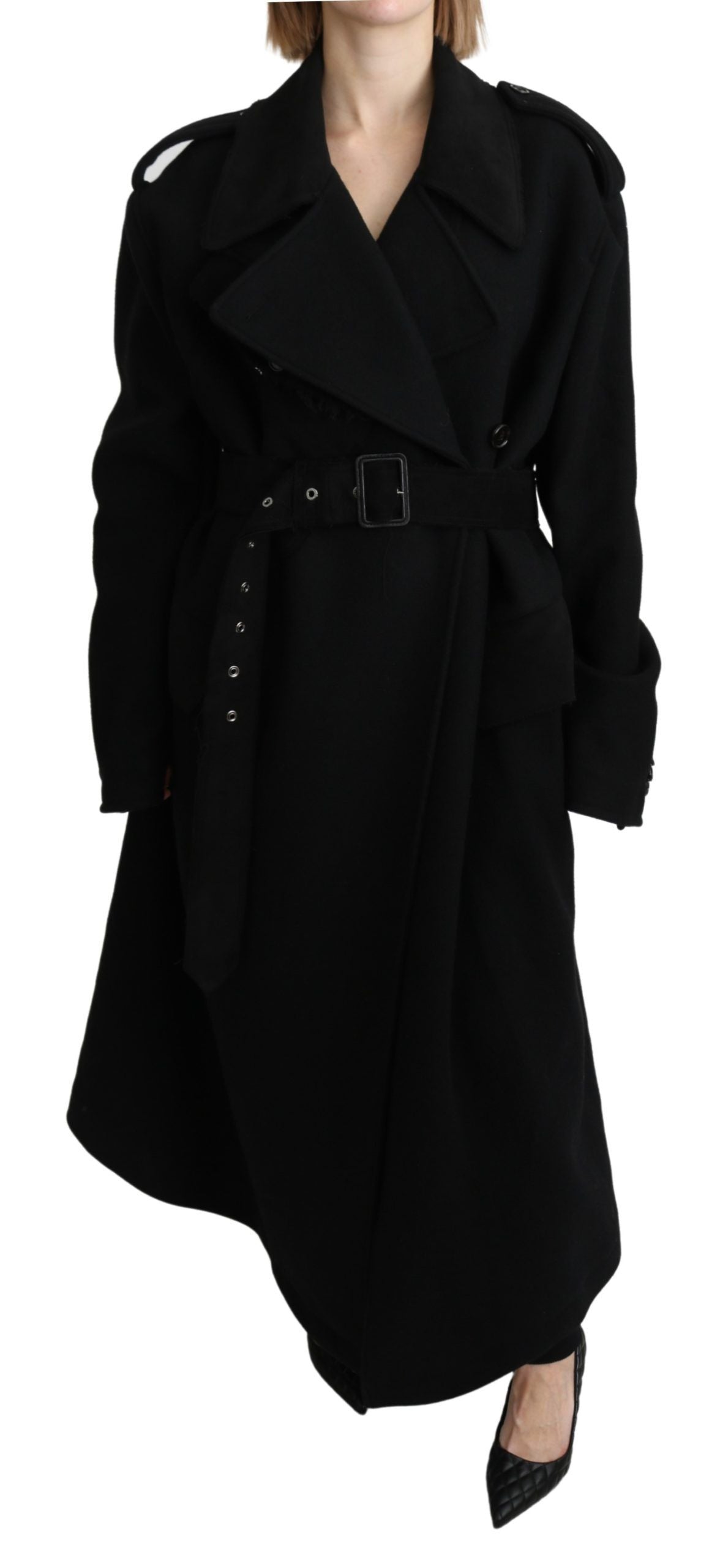 Dolce & Gabbana Virgin Wool Black Blazer Trenchcoat Jacket Dolce & Gabbana