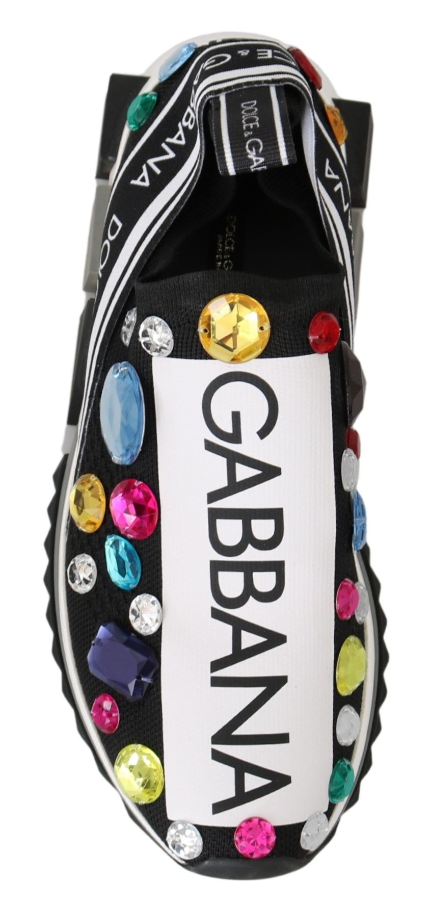 Dolce & Gabbana Black Multicolor Crystal Sneakers Shoes Dolce & Gabbana