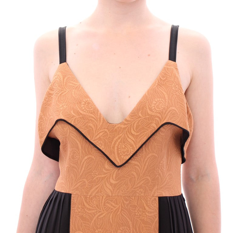 FILOS Black Bronze Silk Sleeveless Above Sheath Dress FILOS