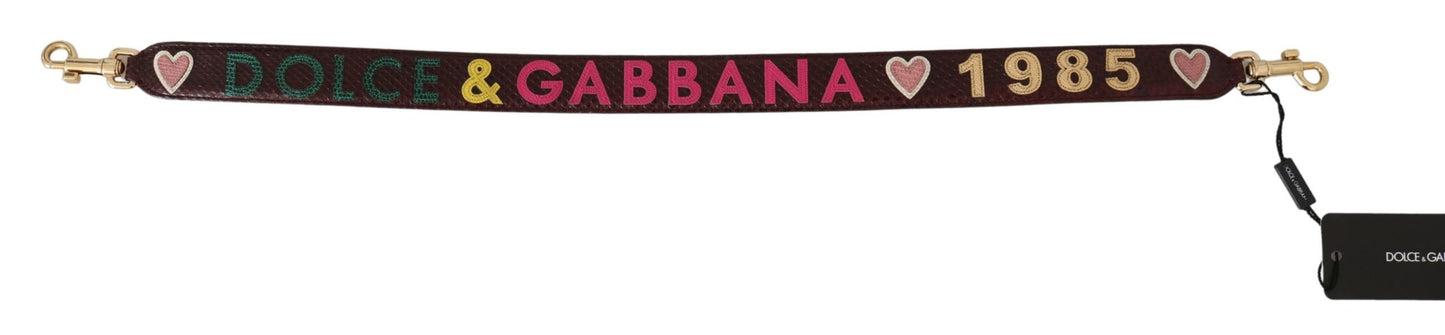 Dolce & Gabbana Bordeaux Exotic Skin Leather Belt Shoulder Strap Dolce & Gabbana