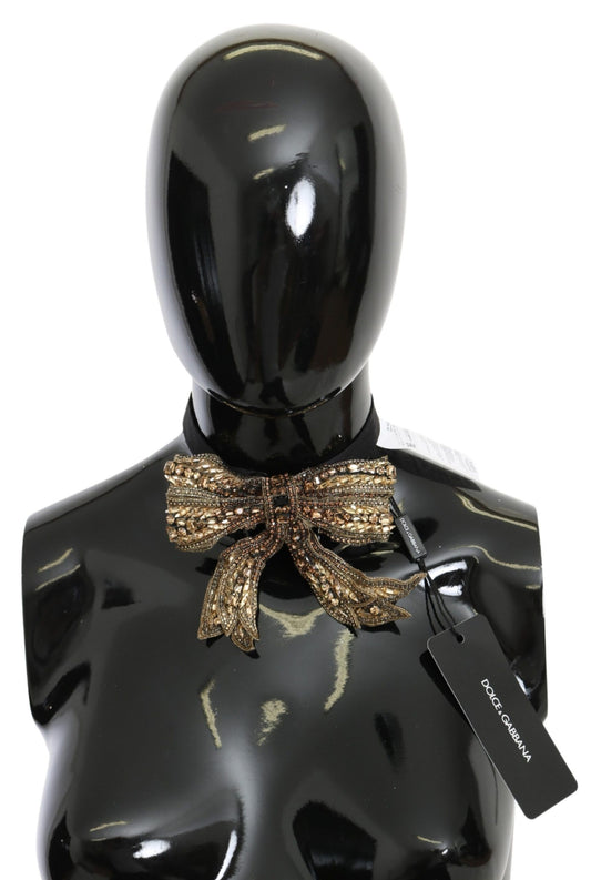 Dolce & Gabbana Gold Crystal Beaded Sequined 100% Silk Catwalk Necklace Dolce & Gabbana
