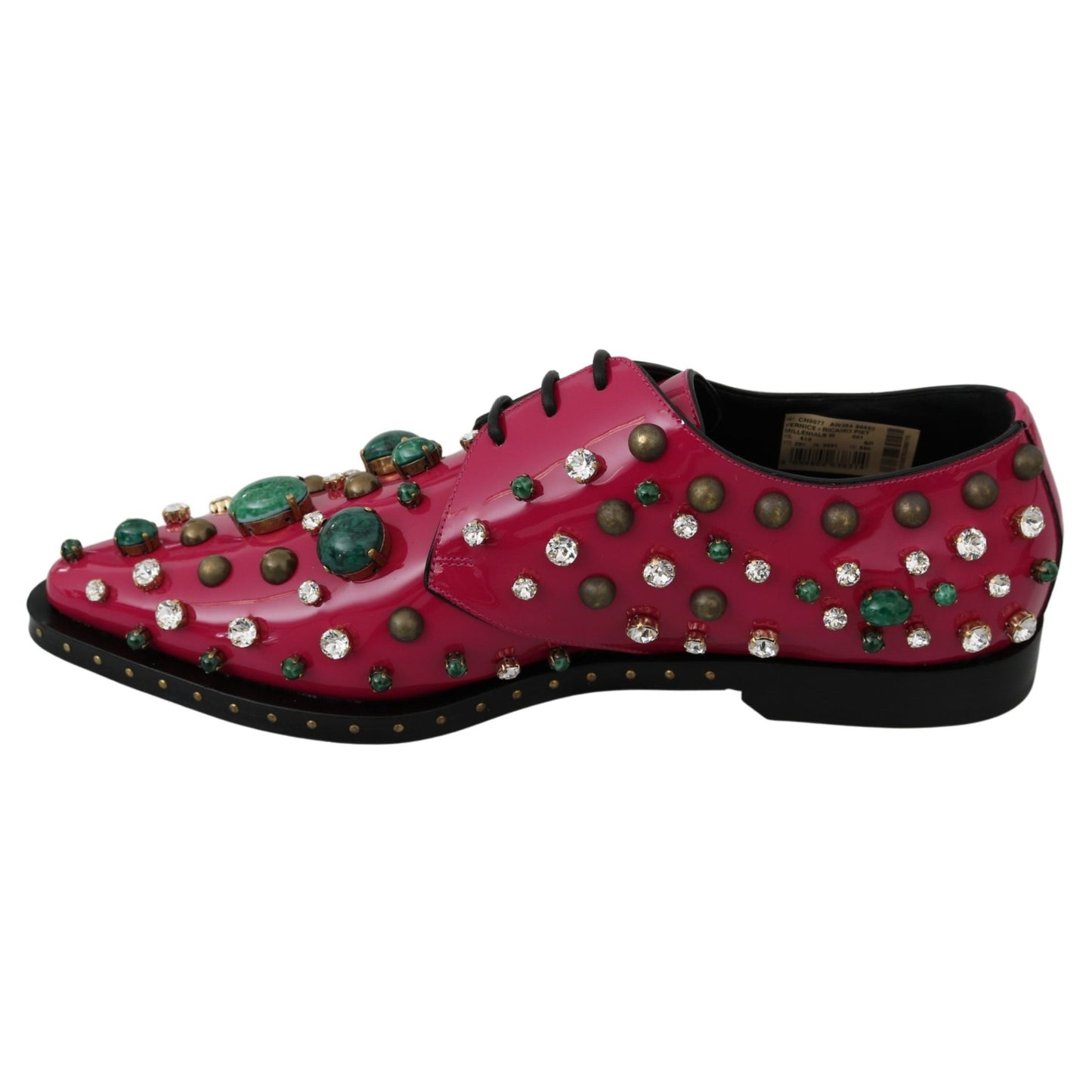 Dolce & Gabbana Pink Leather Crystals Dress Broque Shoes