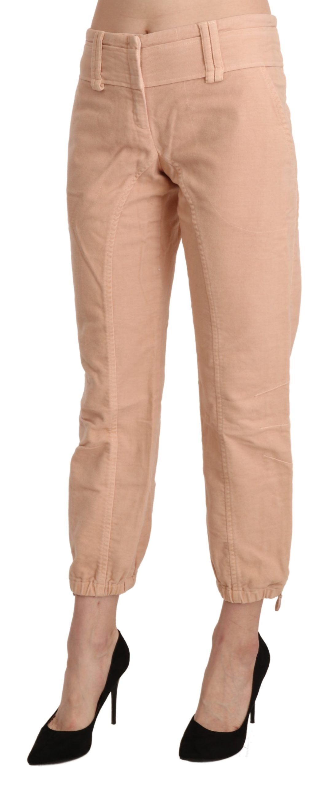 Ermanno Scervino Beige Mid Waist Cropped Cotton Trouser Pants Ermanno Scervino