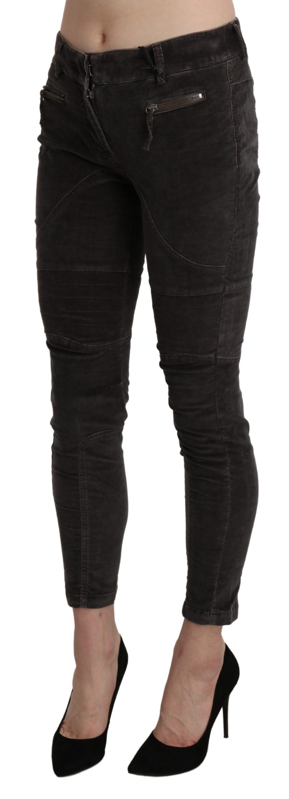 Ermanno Scervino Brown Velvet Capri Cropped Cotton Pants Ermanno Scervino