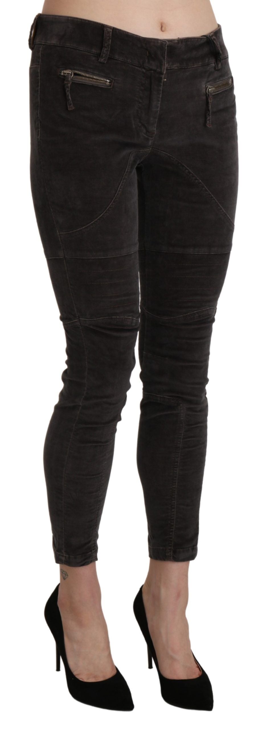 Ermanno Scervino Brown Velvet Capri Cropped Cotton Pants Ermanno Scervino