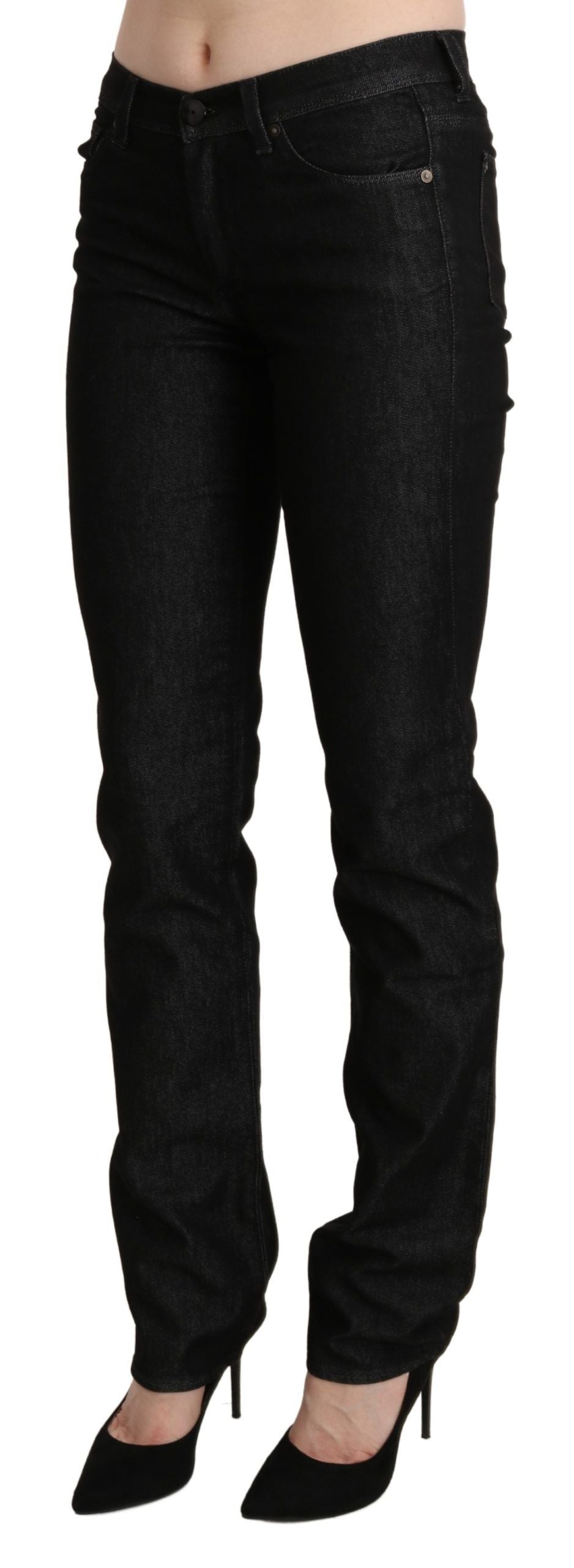Ermanno Scervino Black Mid Waist Skinny Slim Denim Trouser Ermanno Scervino