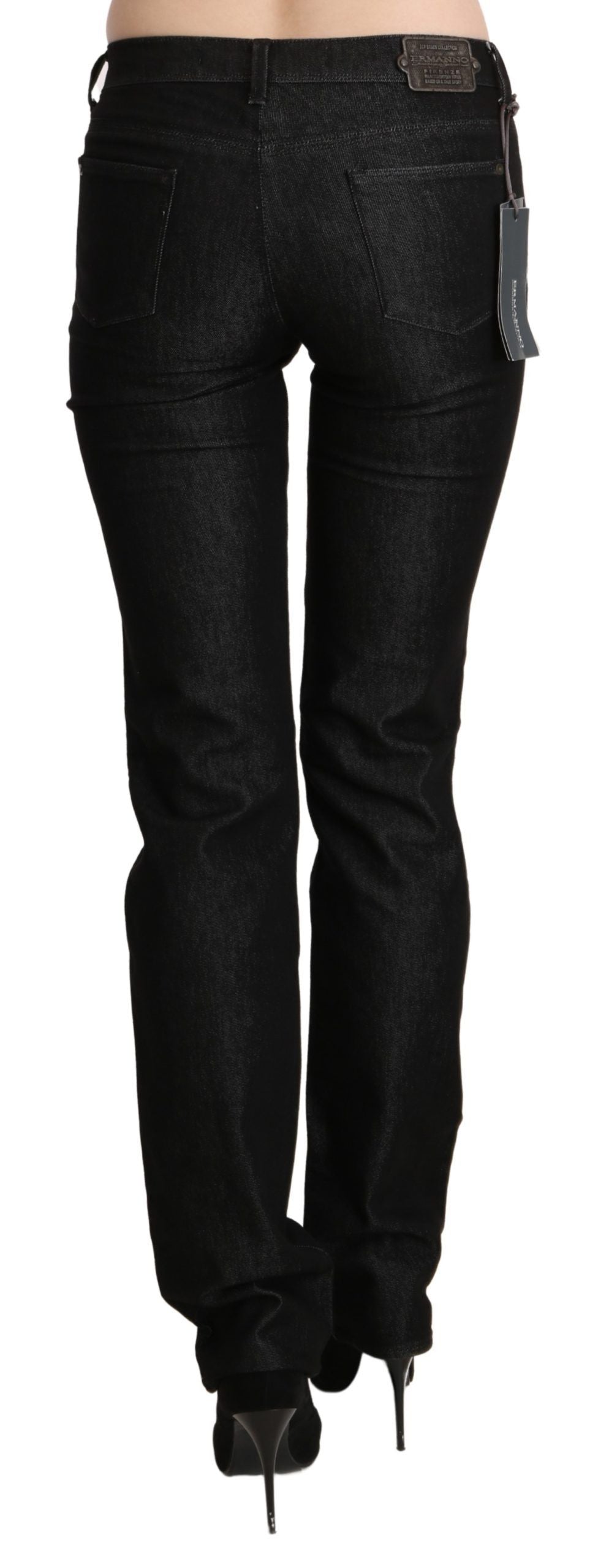 Ermanno Scervino Black Mid Waist Skinny Slim Denim Trouser Ermanno Scervino