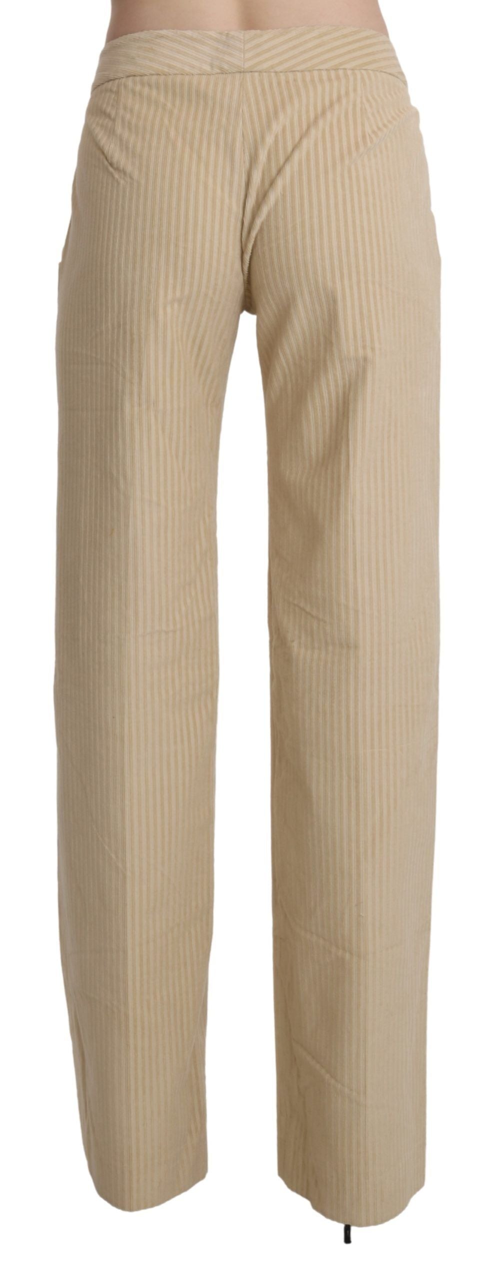 Ermanno Scervino Beige High Waist Flared Wide Leg Trouser Pants Ermanno Scervino