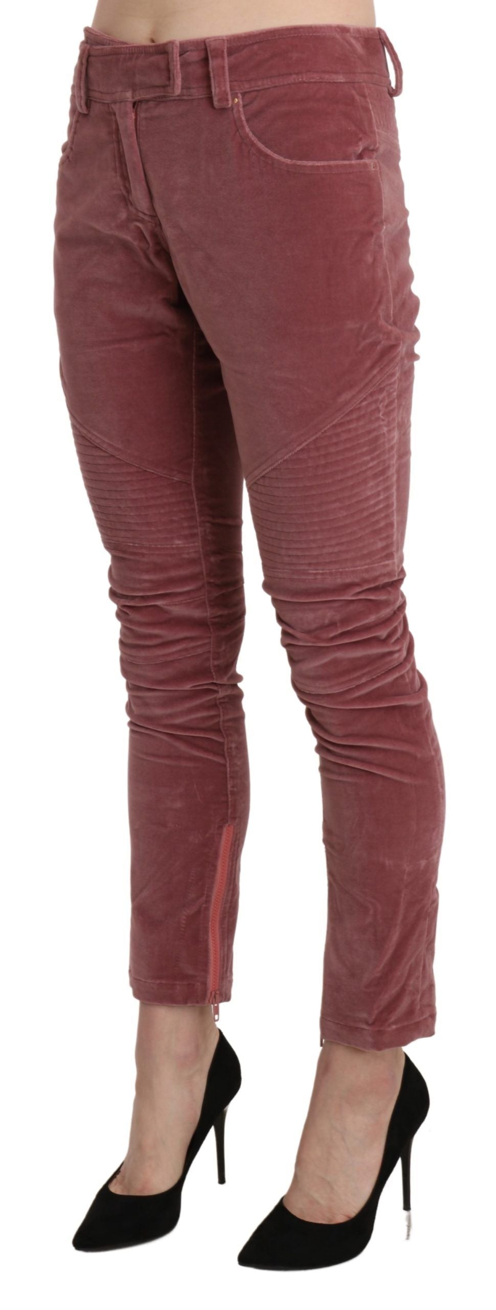 Ermanno Scervino Red Mid Waist Skinny Cotton Pants Ermanno Scervino