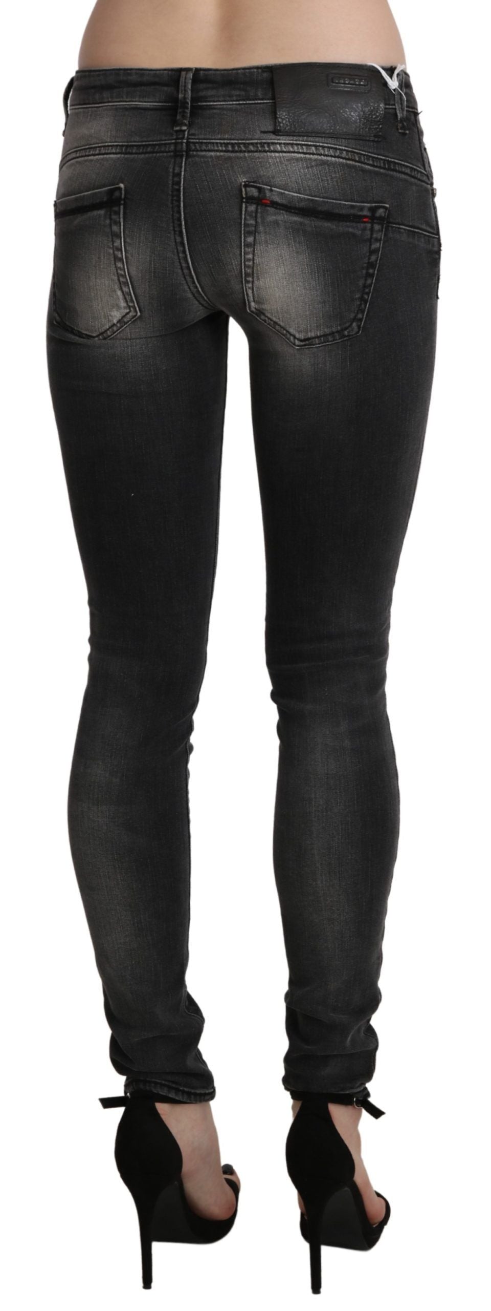 Acht Black Gray Washed Skinny Trouser Cotton Jeans Acht