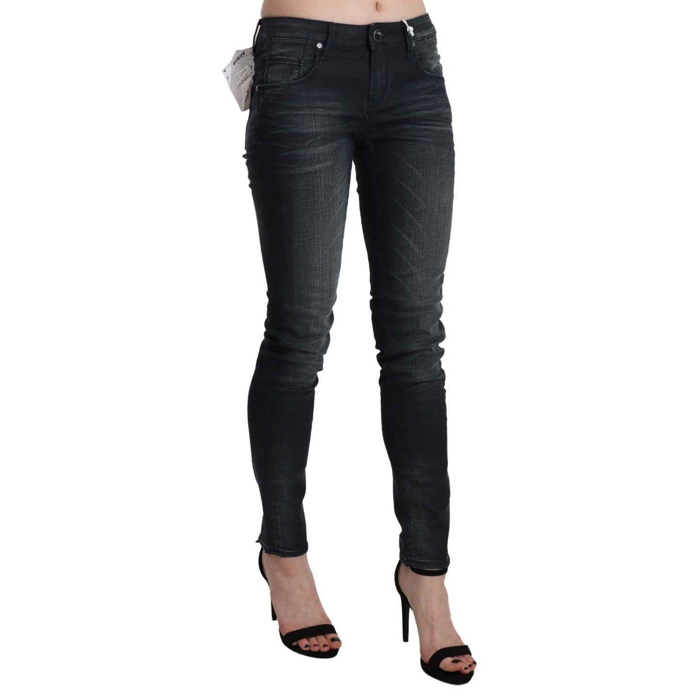Acht Black Washed Low Waist Skinny Denim Trouser Acht
