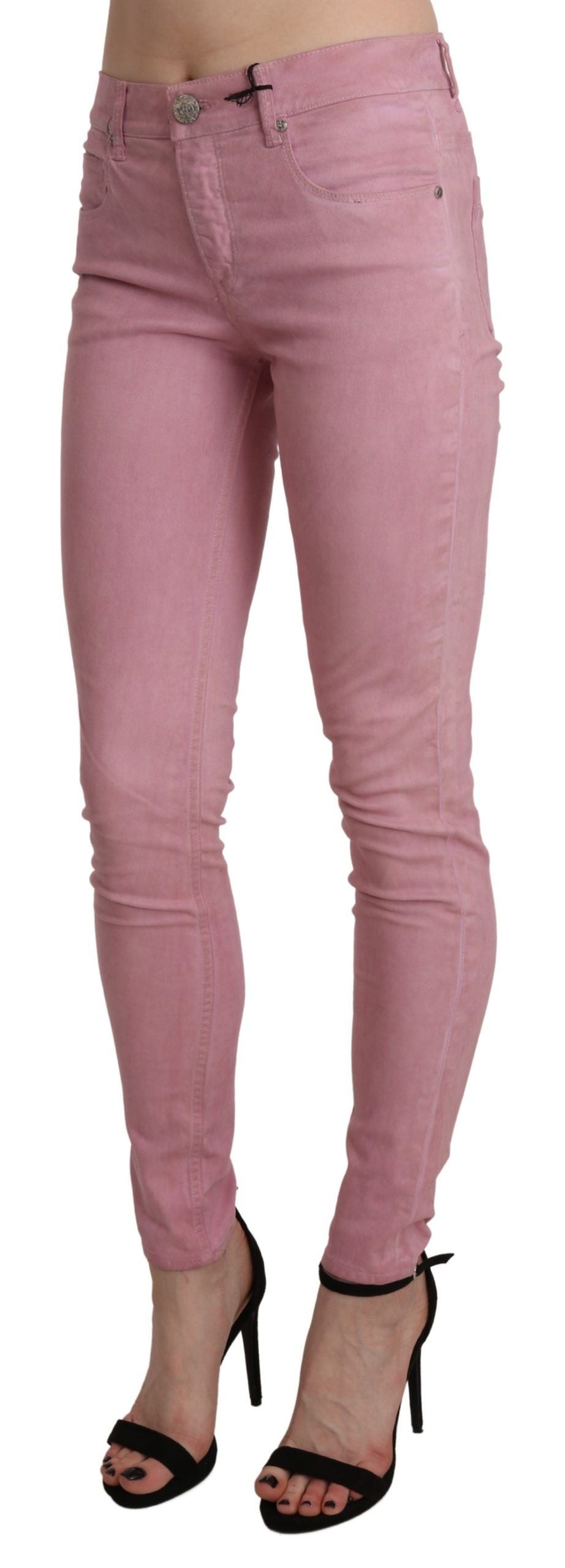 Acht Pink Mid Waist Skinny Stretch Denim Pant Acht