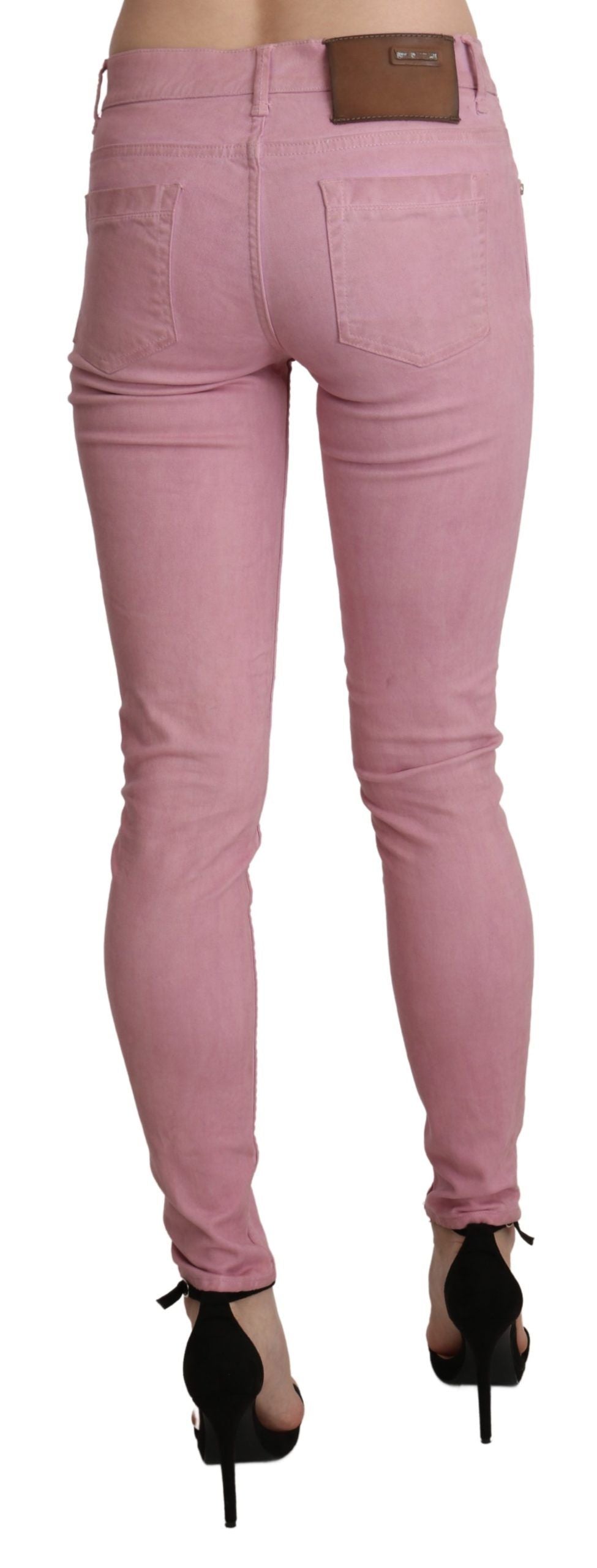Acht Pink Mid Waist Skinny Stretch Denim Pant Acht