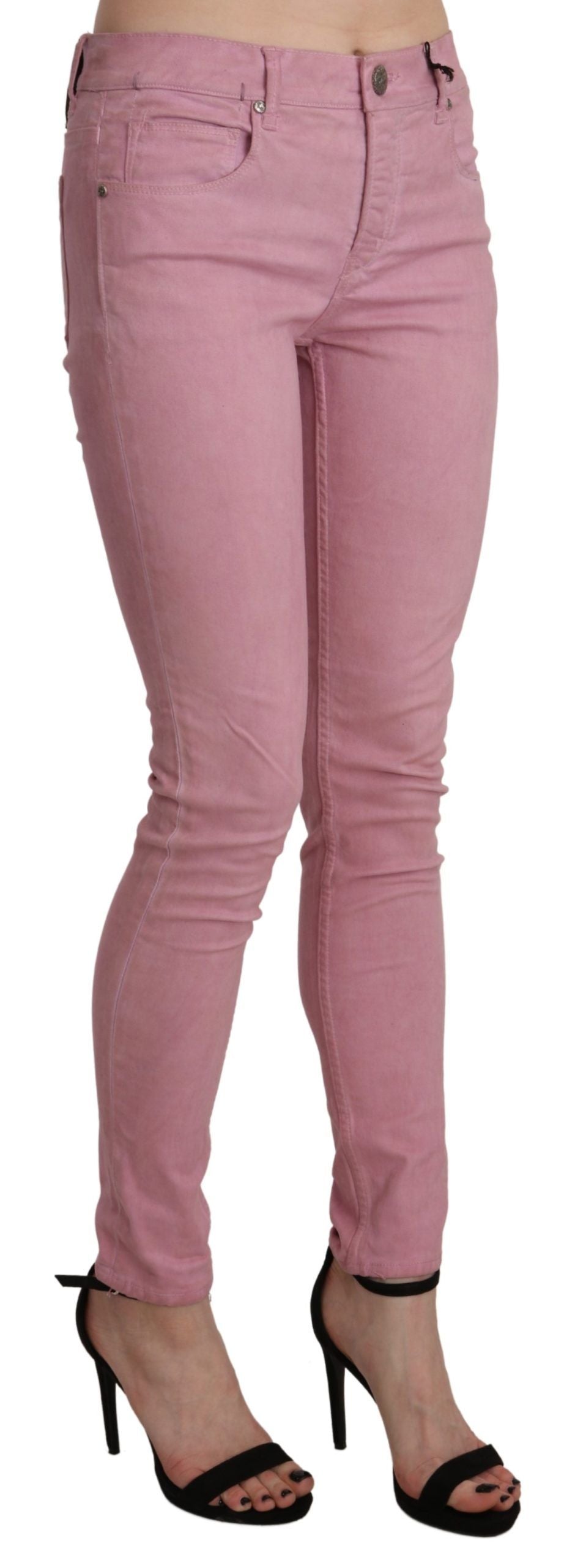 Acht Pink Mid Waist Skinny Stretch Denim Pant Acht