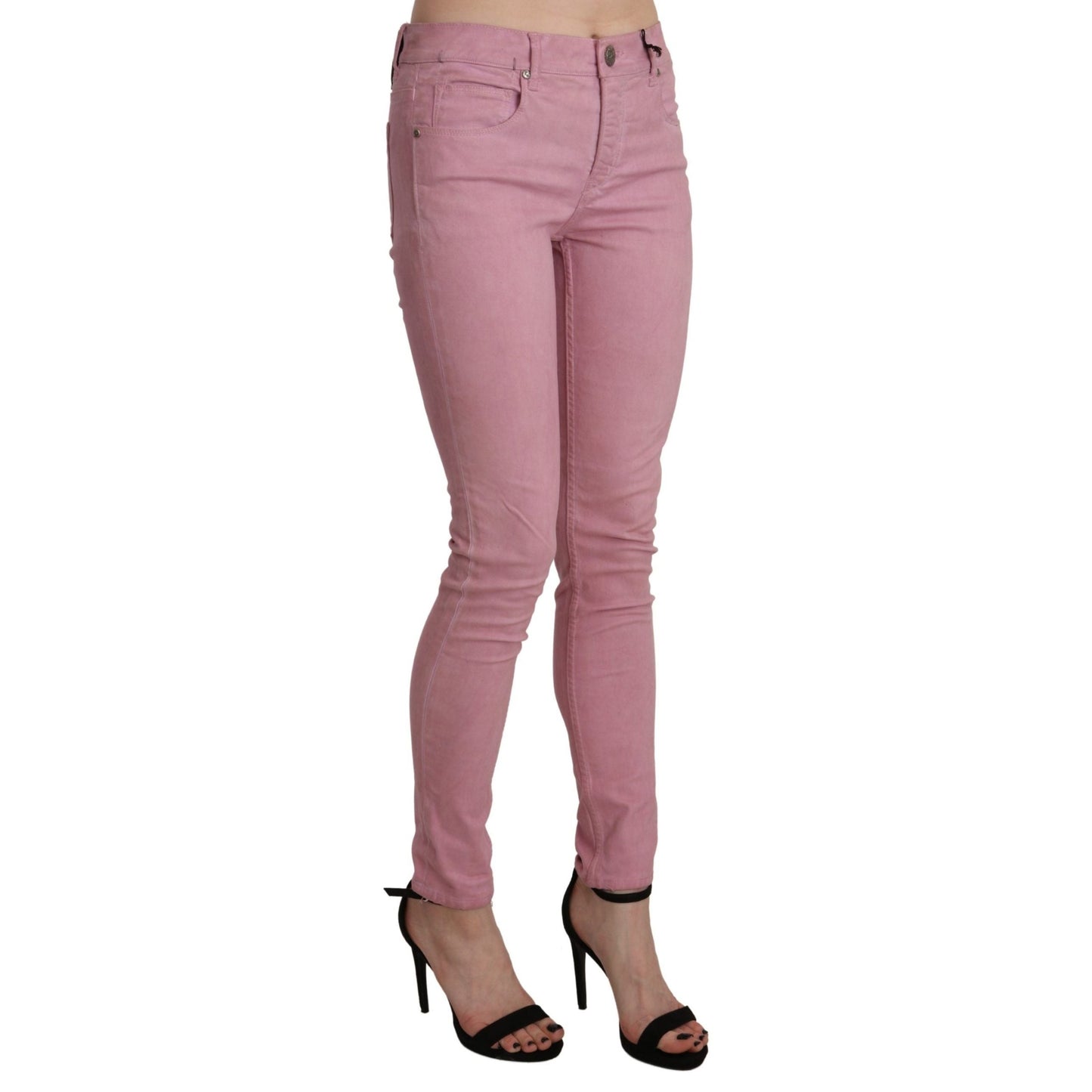 Acht Pink Mid Waist Skinny Stretch Denim Pant Acht