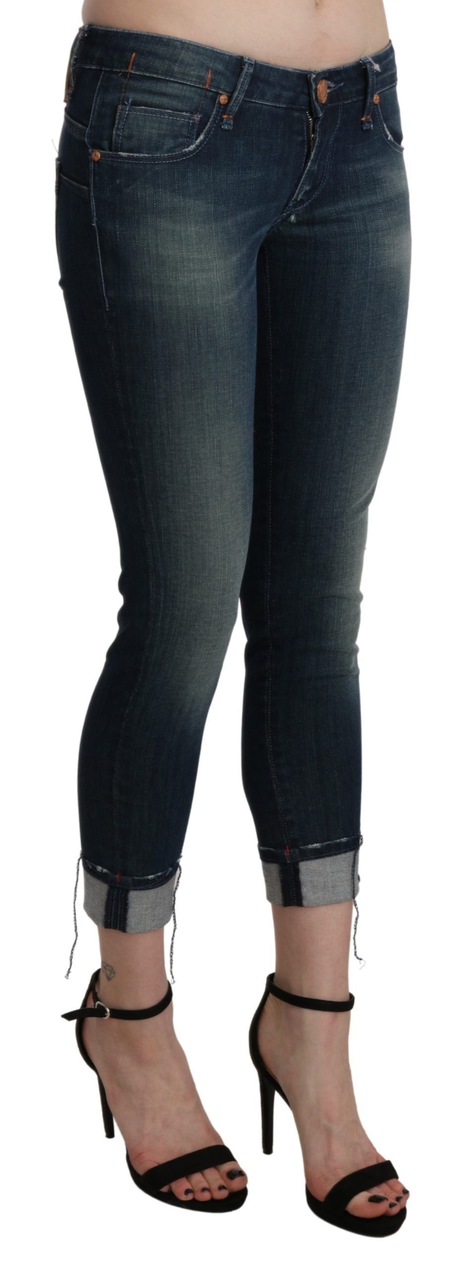 Acht Blue Washed Low Waist Skinny Cropped Denim pant Acht