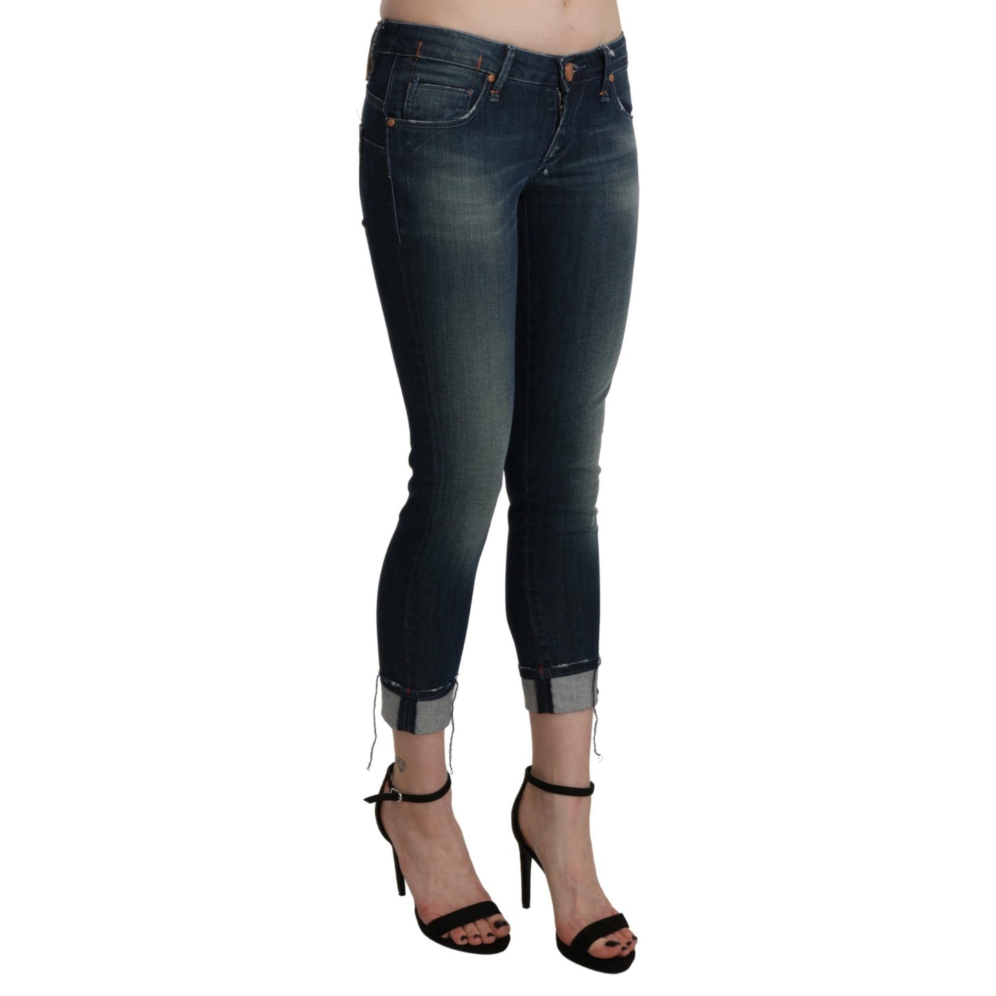 Acht Blue Washed Low Waist Skinny Cropped Denim pant Acht