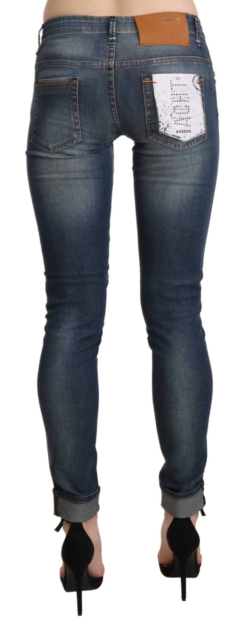 Acht Blue Washed Low Waist Skinny Cropped Denim Trouser Acht