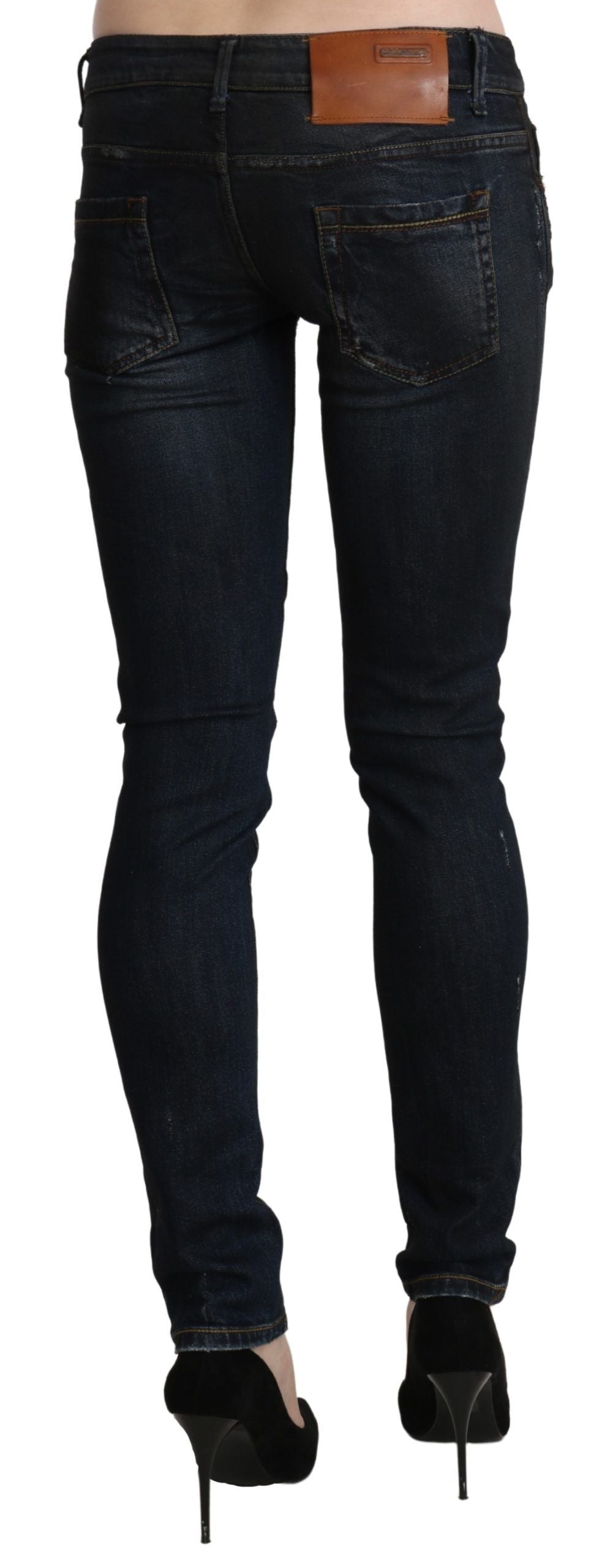 Acht Blue Washed Low Waist Skinny Denim Slim Trouser Acht