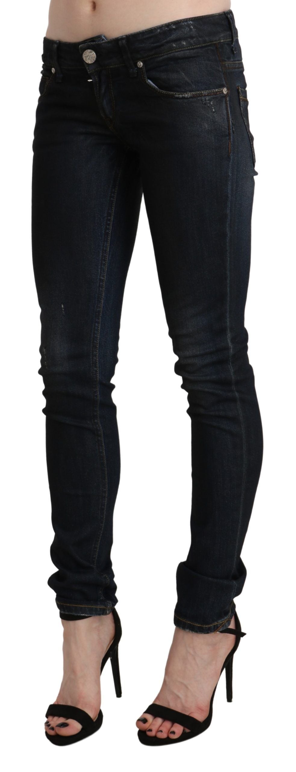Acht Black Washed Low Waist Skinny Denim Jeans Acht