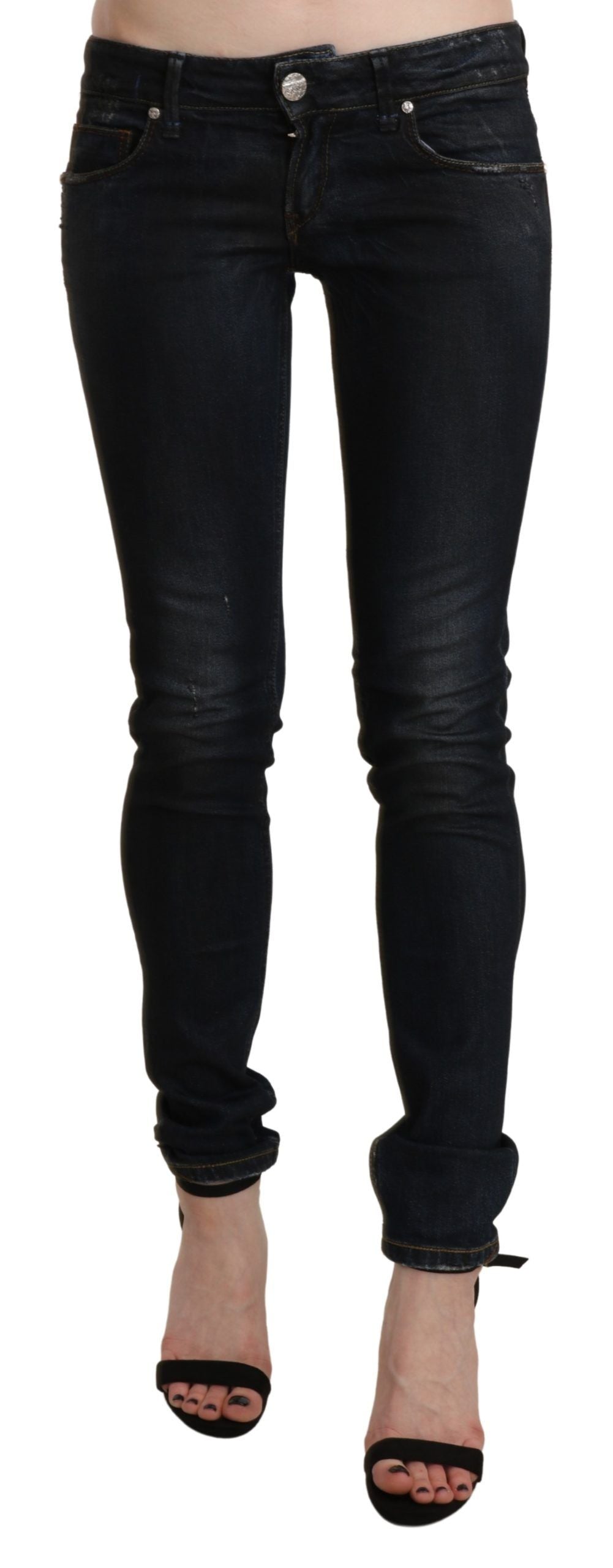 Acht Black Washed Low Waist Skinny Denim Jeans Acht