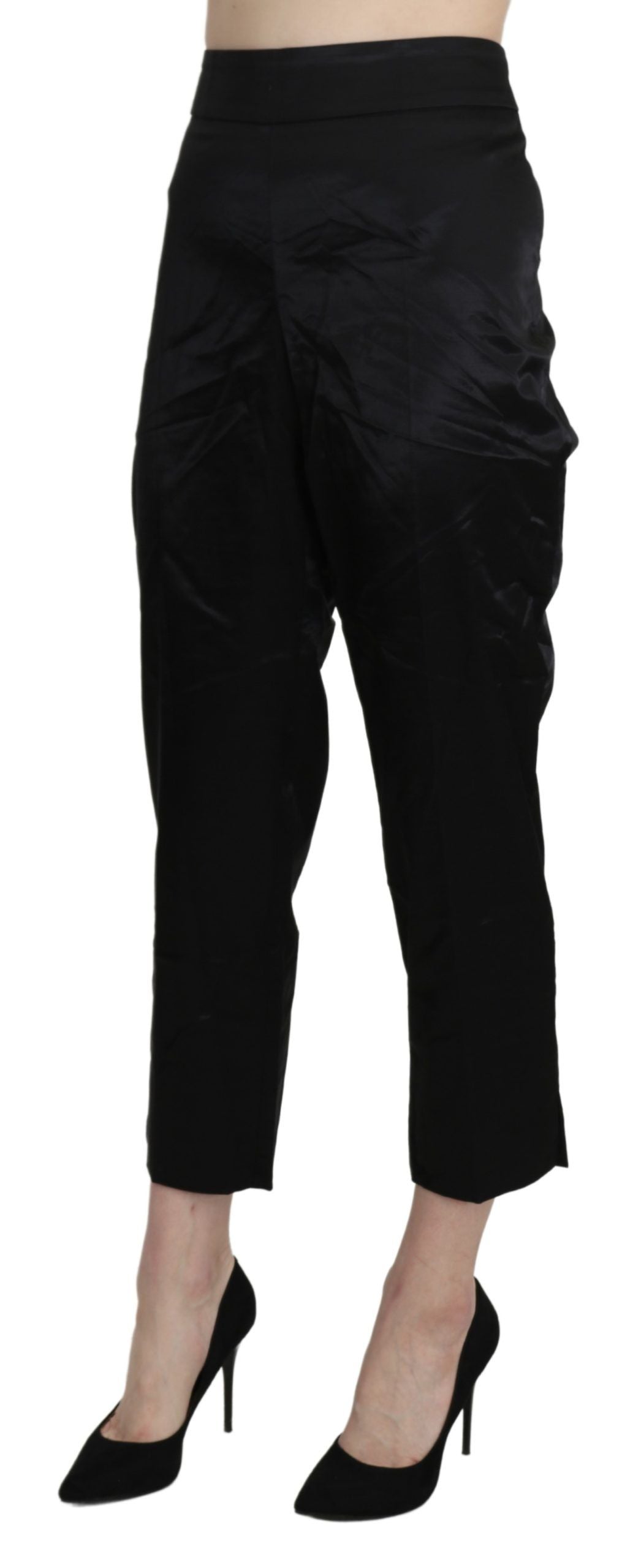 BENCIVENGA Black High Waist Straight Cropped Dress Trouser Pants BENCIVENGA