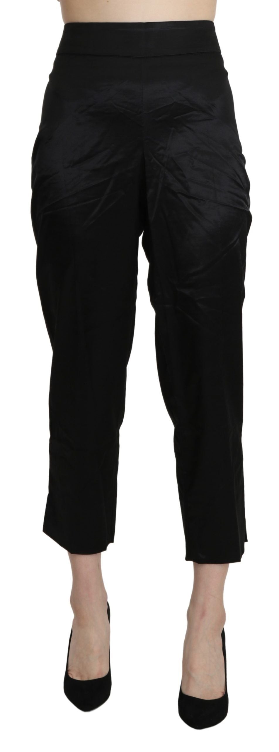 BENCIVENGA Black High Waist Straight Cropped Dress Trouser Pants BENCIVENGA