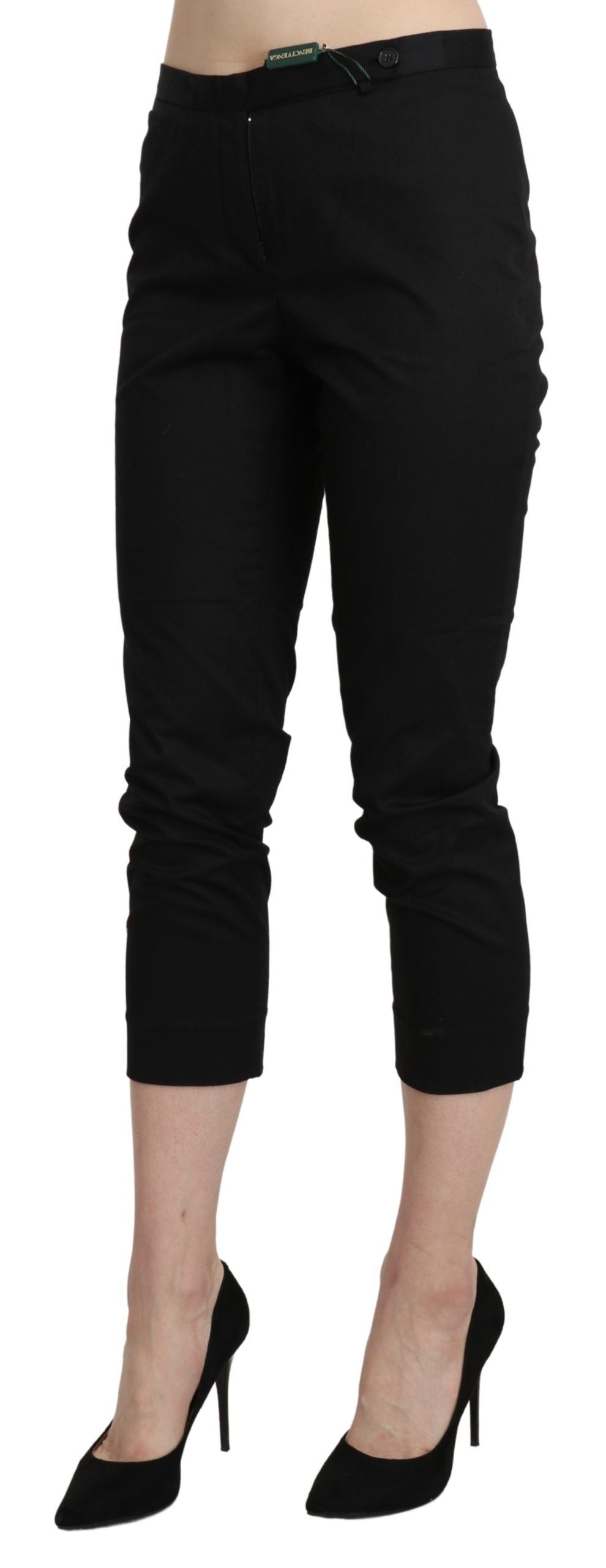 BENCIVENGA Black High Waist Skinny Cropped Dress Trouser Pants BENCIVENGA