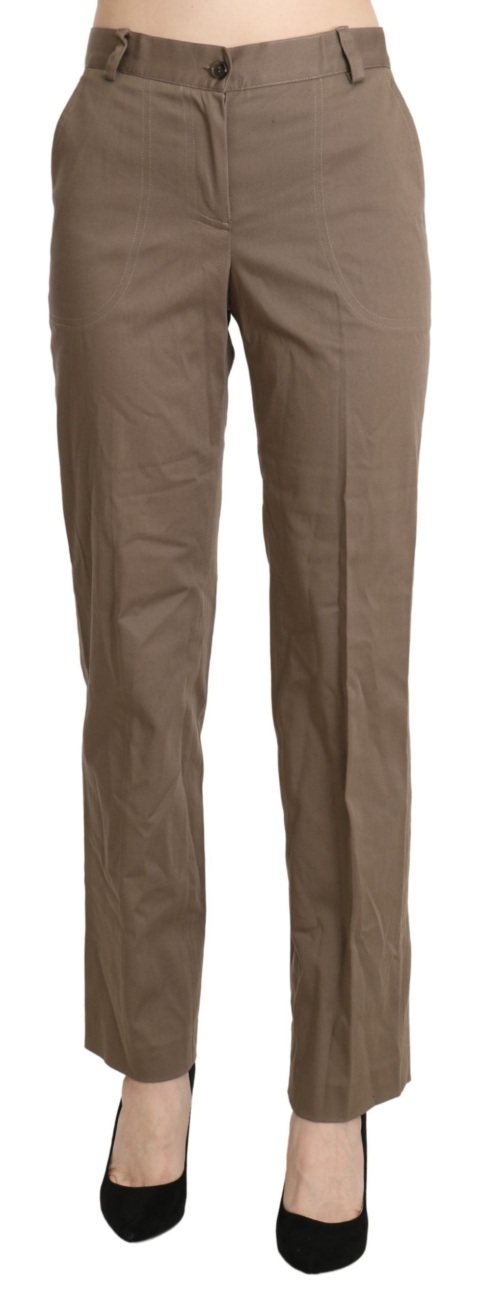 BENCIVENGA Brown High Waist Straight Dress Trouser Pants BENCIVENGA