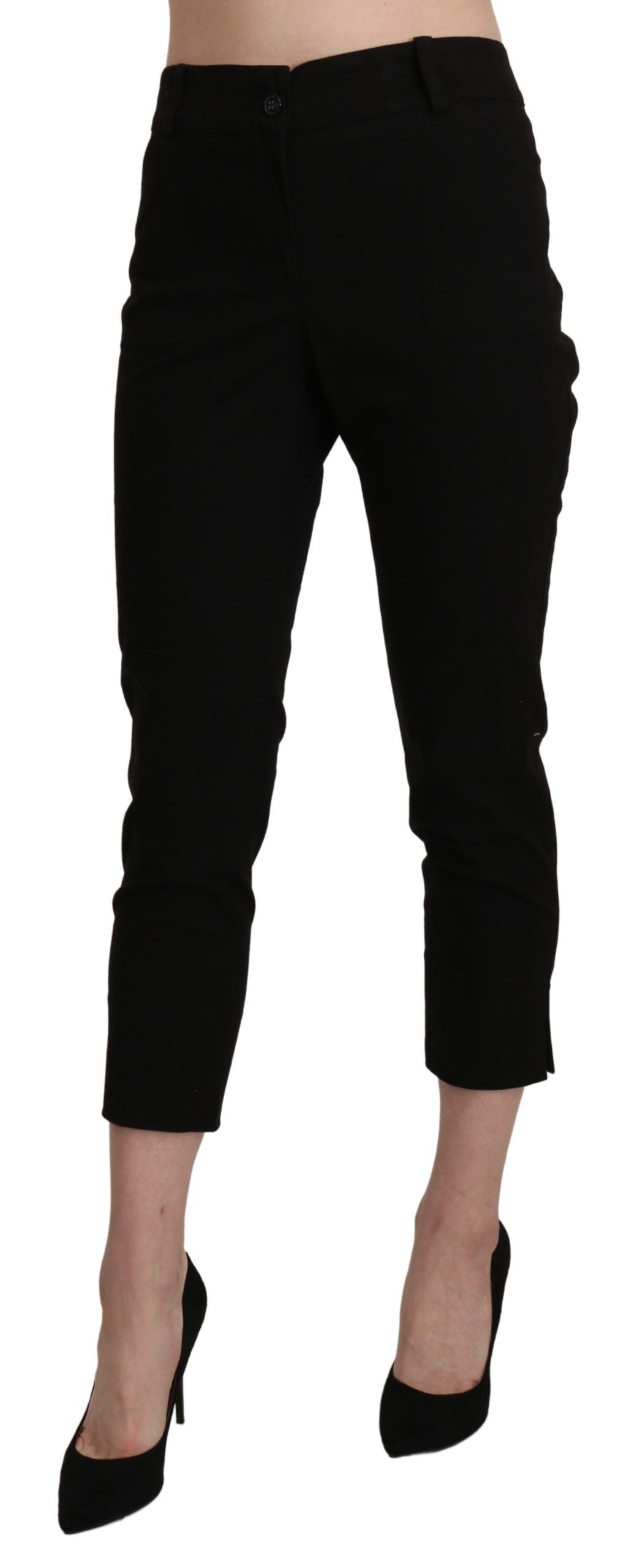 BENCIVENGA Black High Waist Skinny Cropped Dress Trouser Pants BENCIVENGA