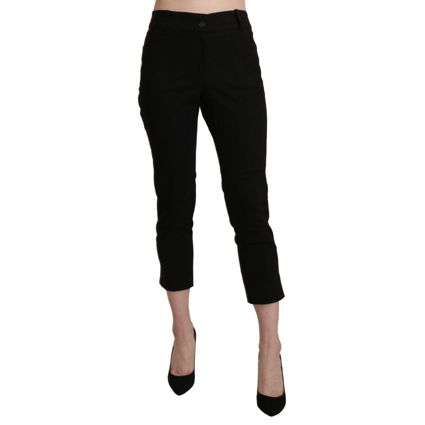 BENCIVENGA Black High Waist Skinny Cropped Dress Trouser Pants