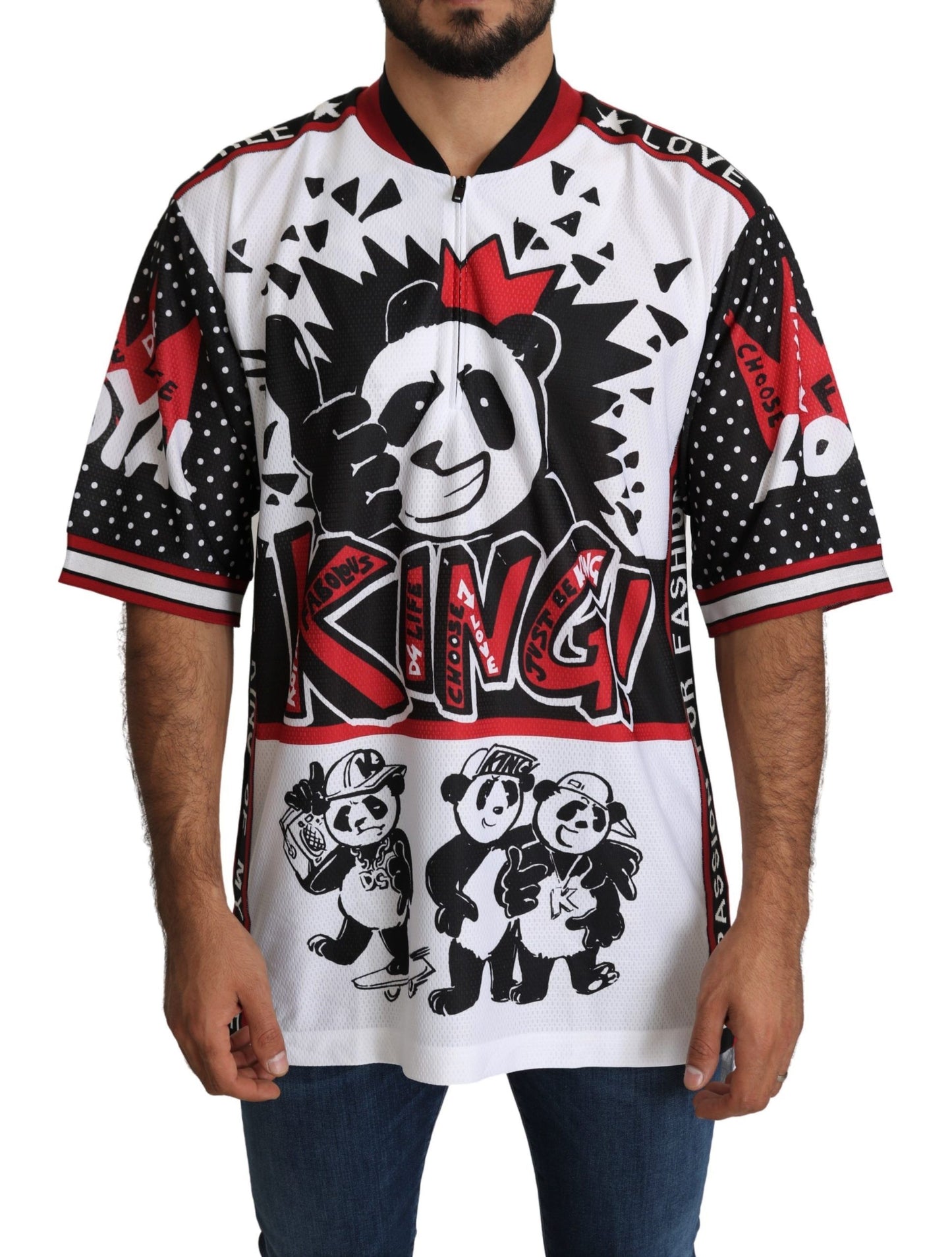 Dolce & Gabbana White King Panda Top Polyester Mens T-shirt Dolce & Gabbana