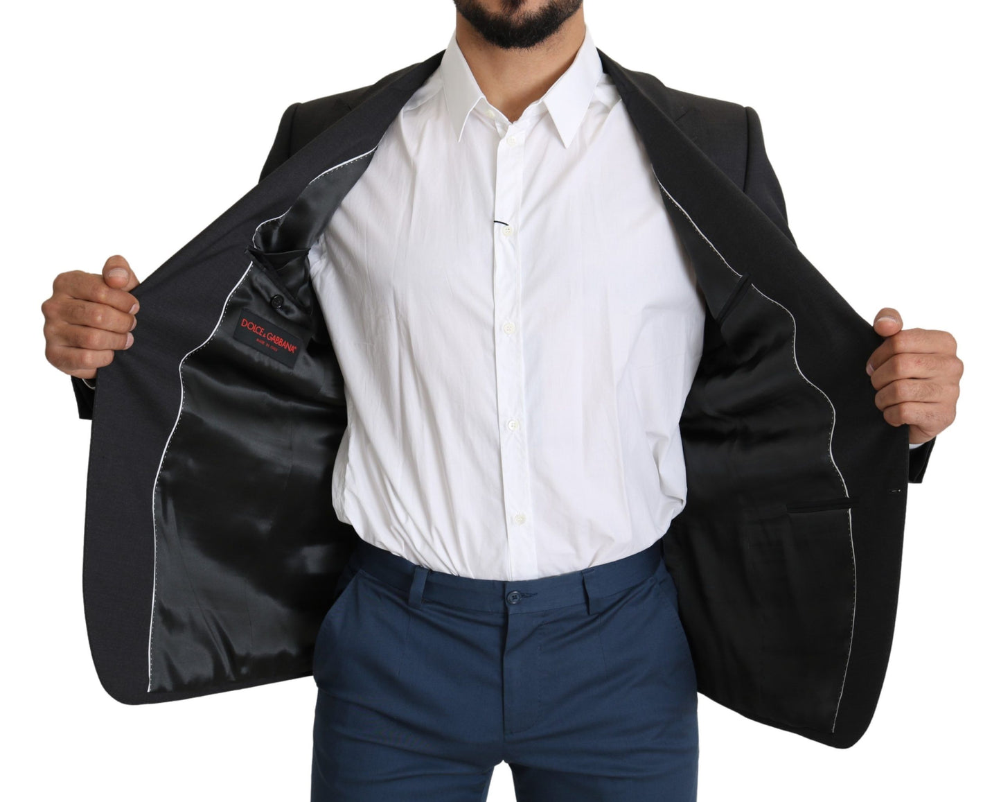 Dolce & Gabbana Gray Wool Single Breasted Coat Blazer Dolce & Gabbana