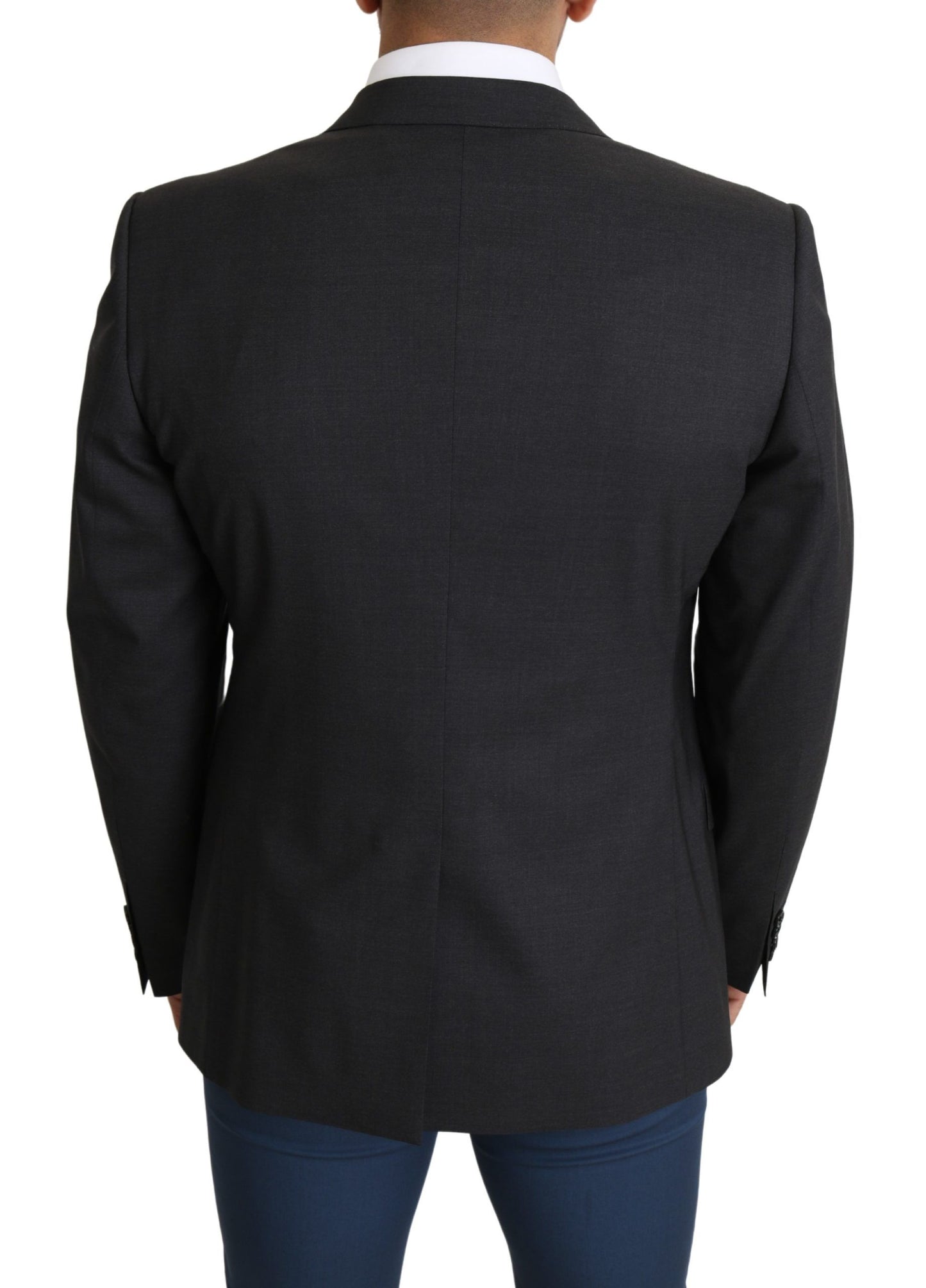 Dolce & Gabbana Gray Wool Single Breasted Coat Blazer Dolce & Gabbana