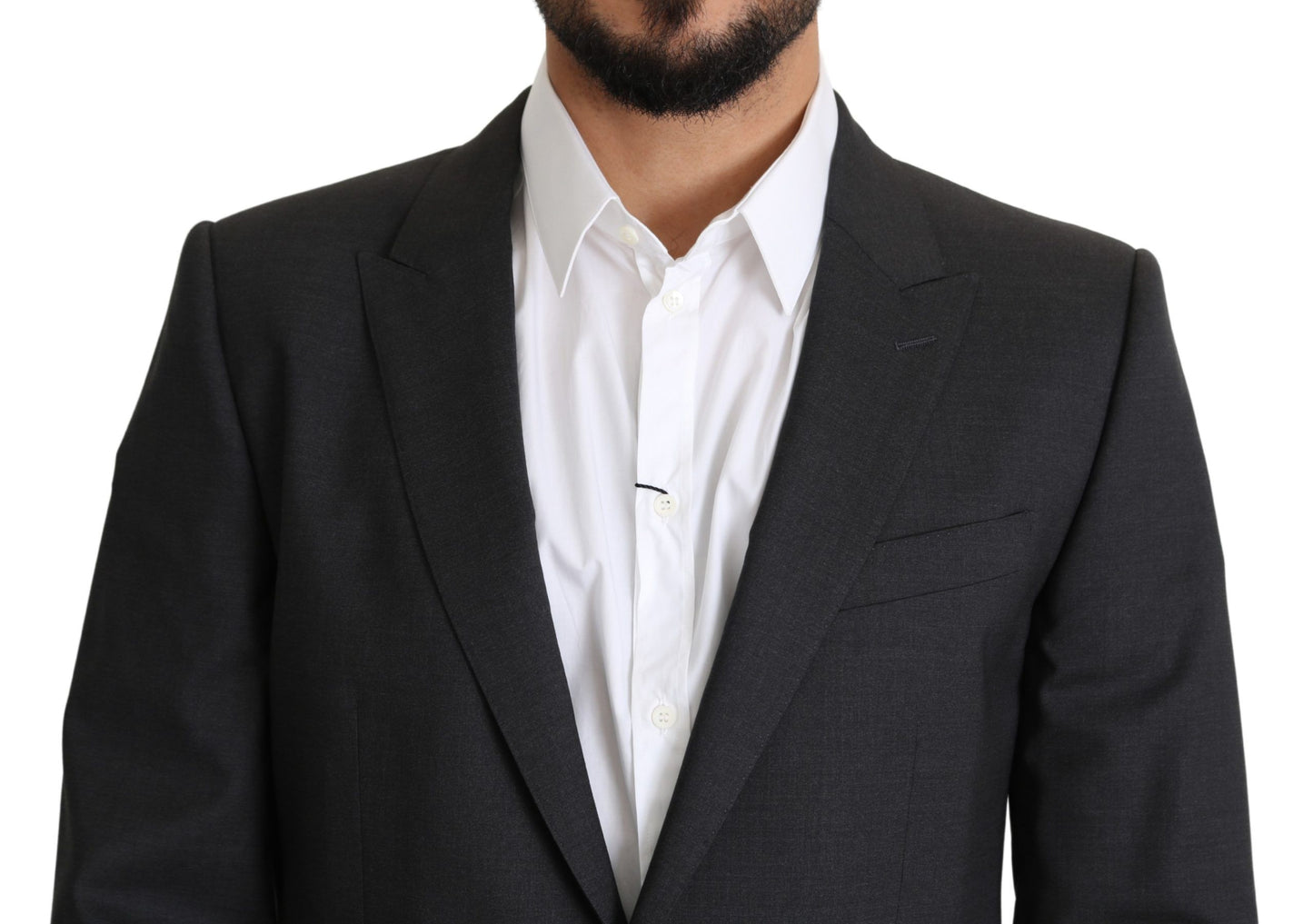Dolce & Gabbana Gray Wool Single Breasted Coat Blazer Dolce & Gabbana