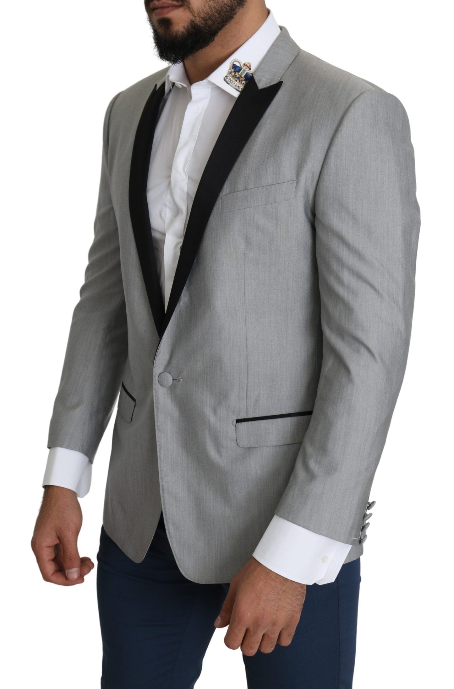 Dolce & Gabbana Light Gray Single Breasted SARTORIA Blazer Dolce & Gabbana
